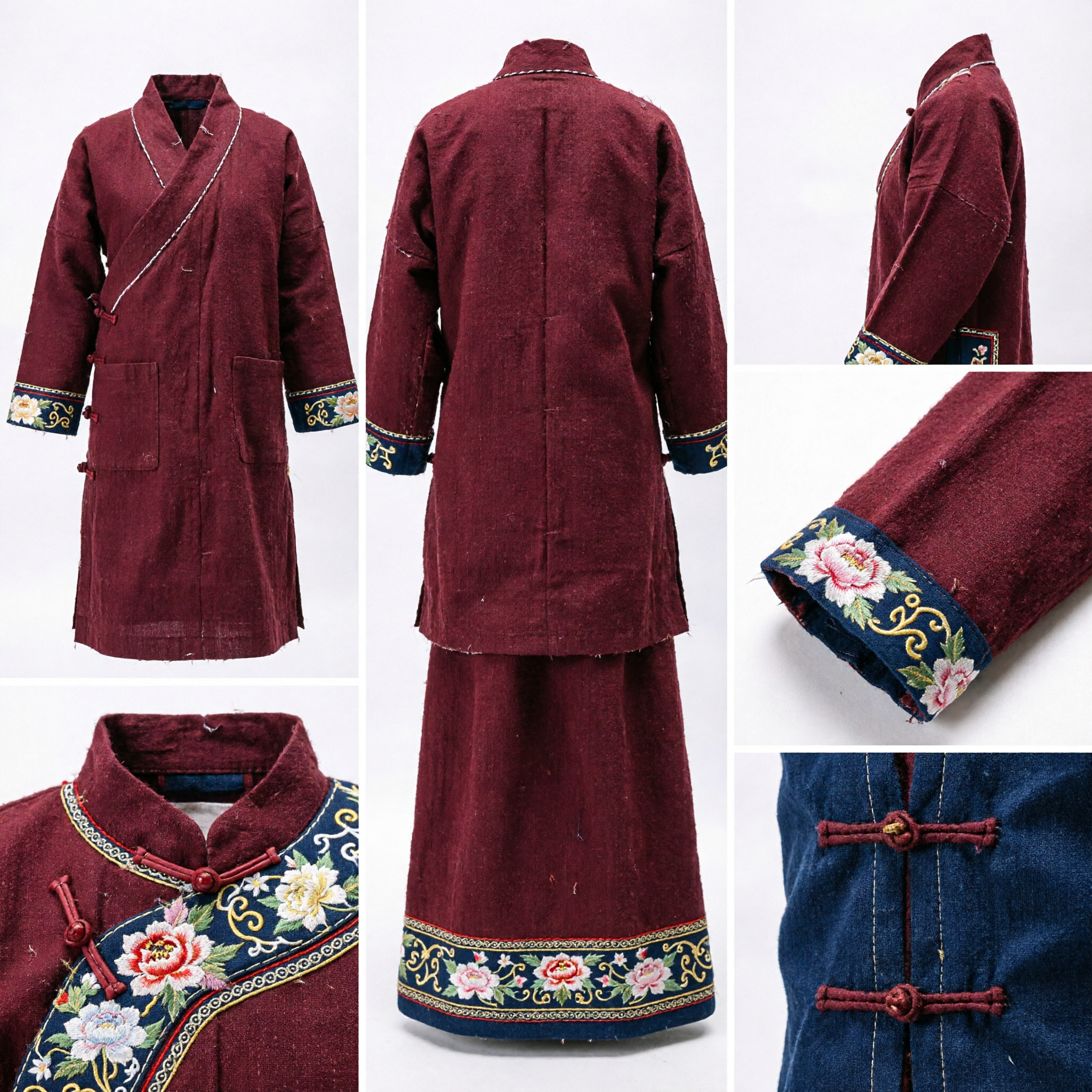 Traditional Chinese Wooden Carrying Box with Red Padded Handle for Calligraphy, Tea Sets, and Cultural Gifts - Asian Costume