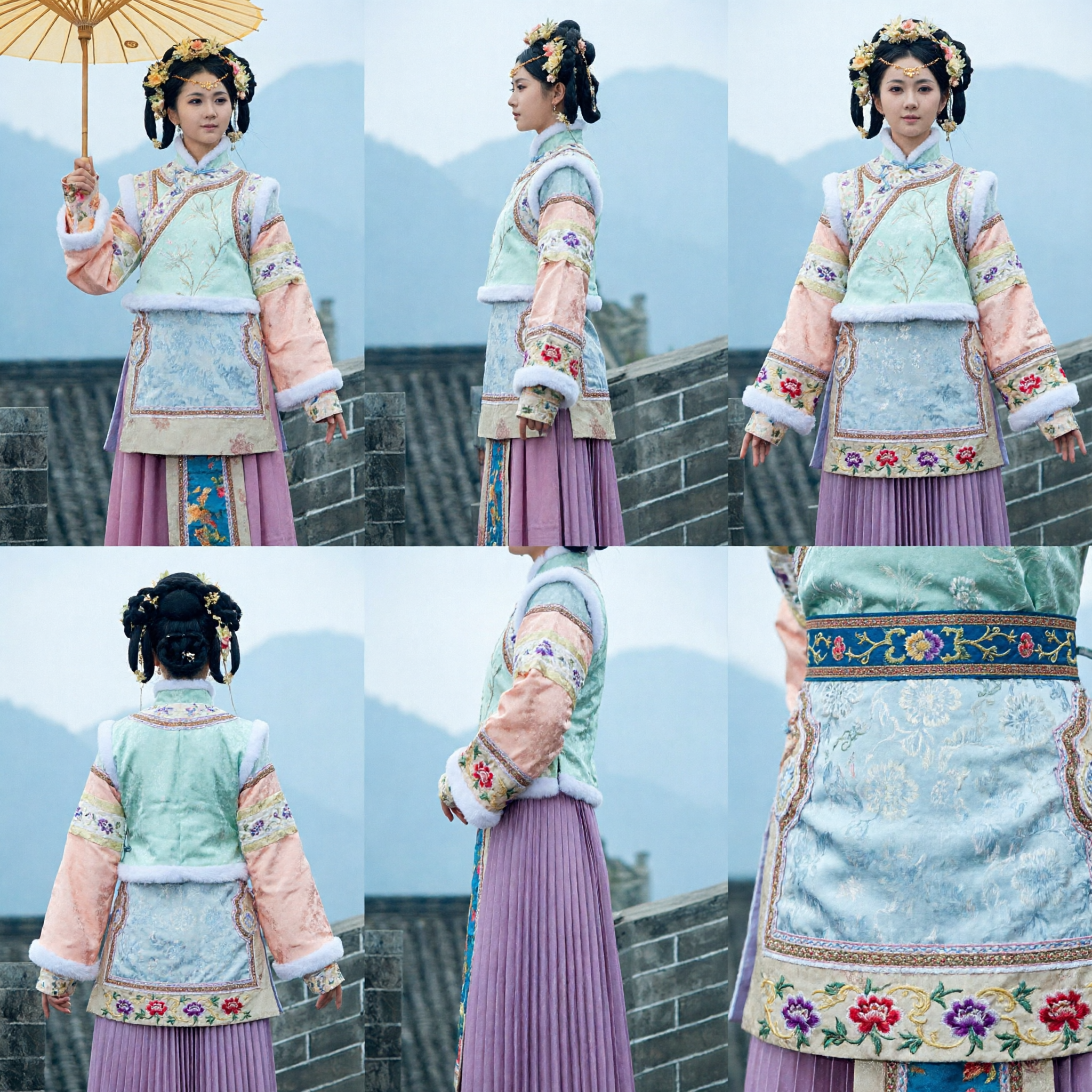 Traditional Chinese Qing Dynasty Costume Ancient Manchu Princess Embroidered Hanfu Dress for Women Cosplay Photography - Asian Costume