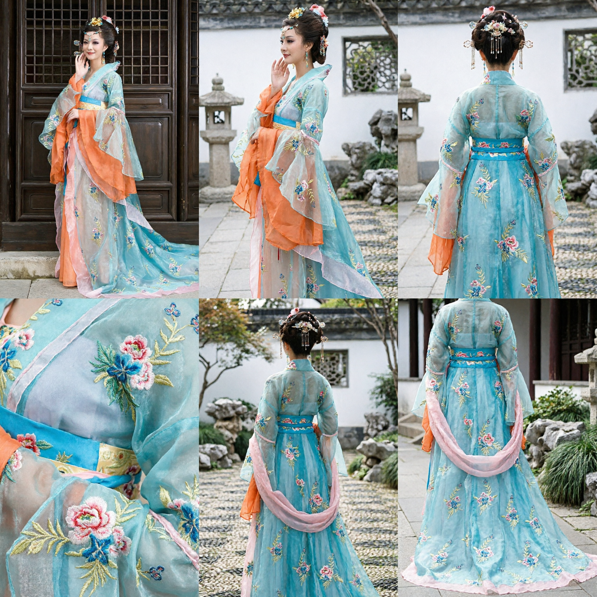 Traditional Chinese Hanfu Ancient Costume Tang Dynasty Palace Lady Embroidered Fairy Dress for Women Photography - Asian Costume
