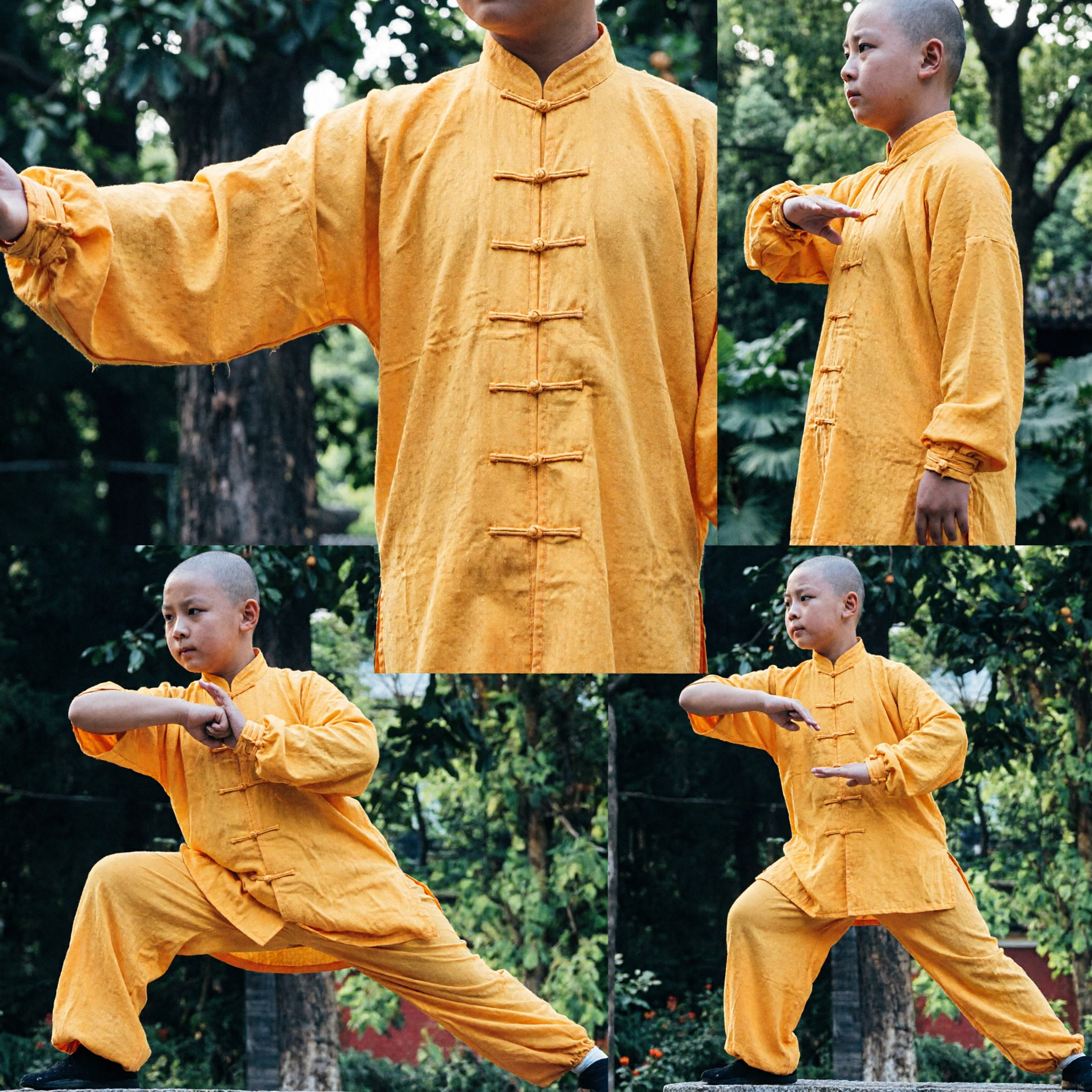 Traditional Yellow Shaolin Monk Kung Fu Uniform Martial Arts Wushu Tai Chi Clothing for Men Women - Asian Costume