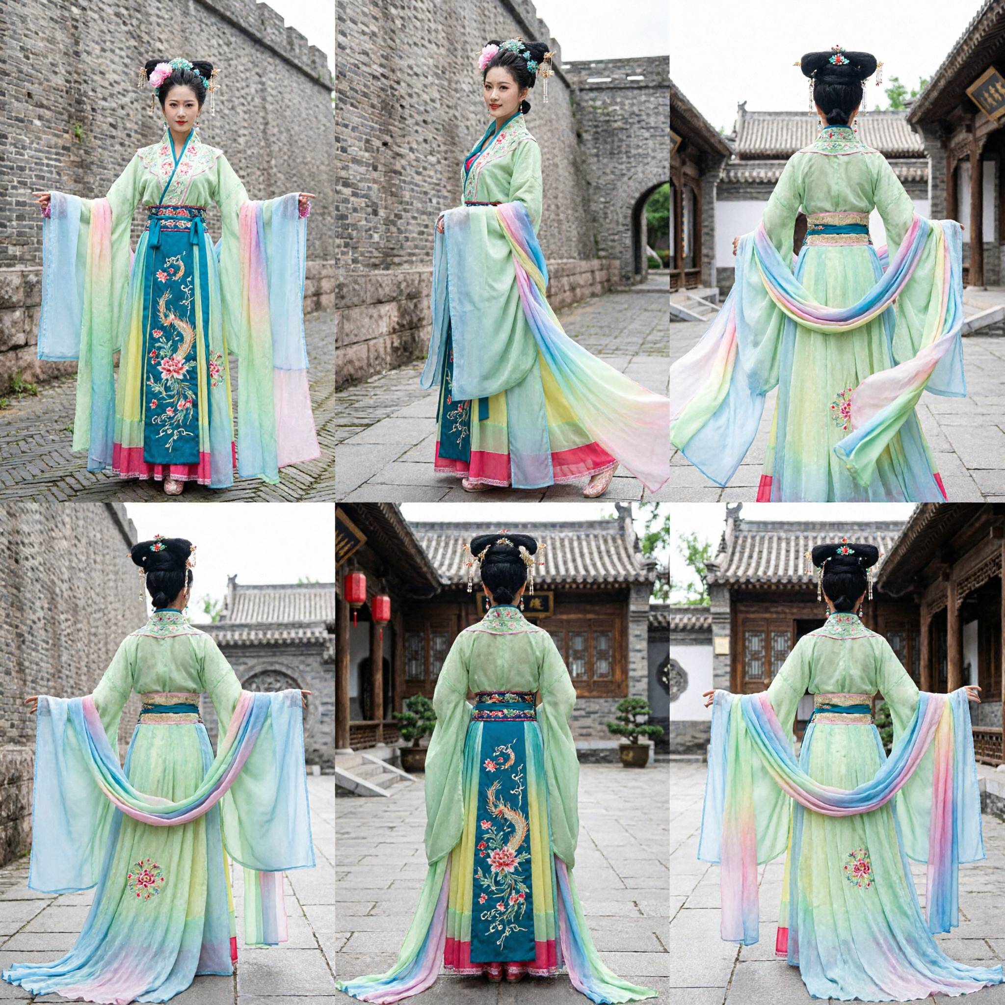 Traditional Chinese Dance Costume with Long Ribbon Sleeves Ancient Fairy Hanfu Dress for Performance - Asian Costume
