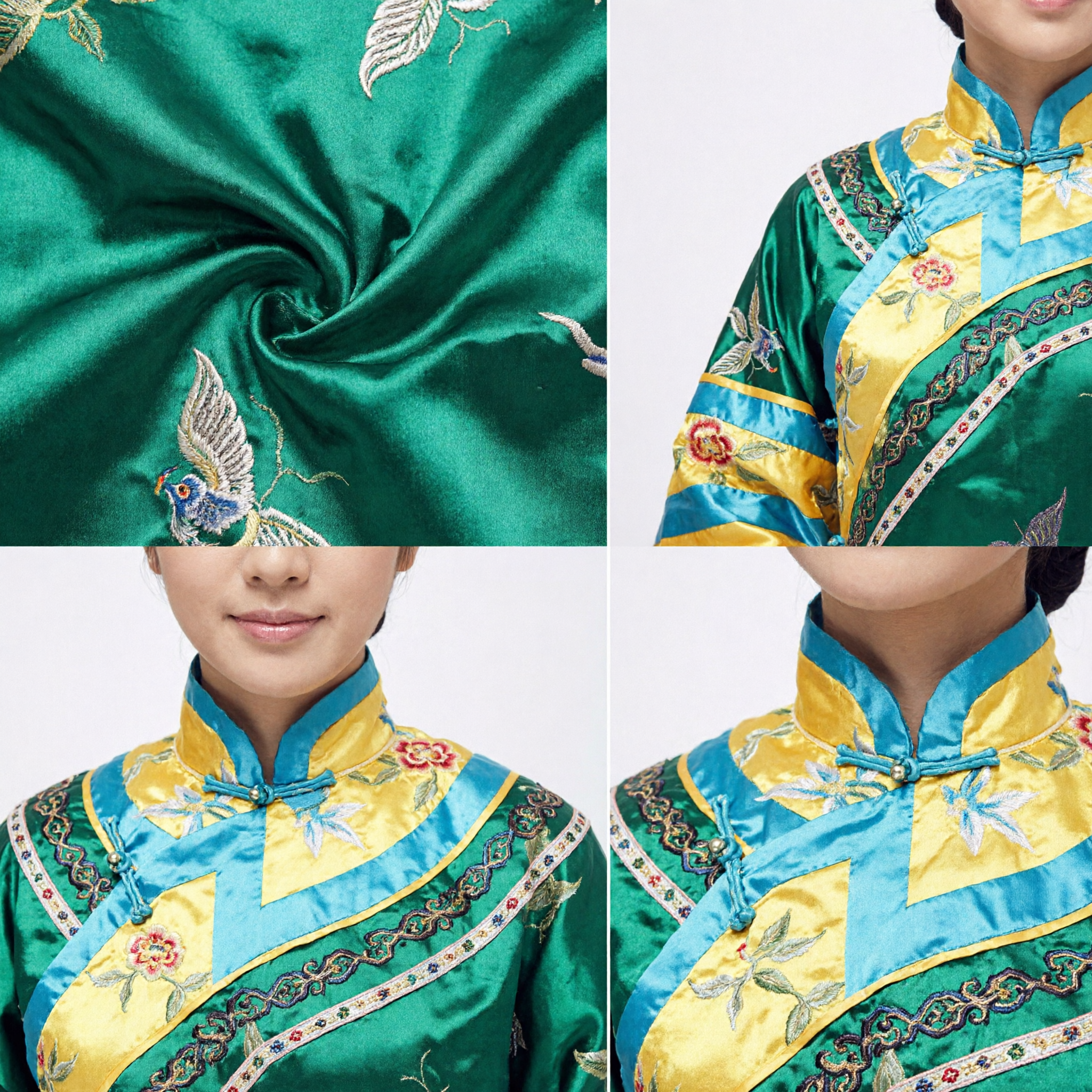 Traditional Chinese Qing Dynasty Princess Costume Green Embroidered Robe for Women Historical Cosplay Performance - Asian Costume