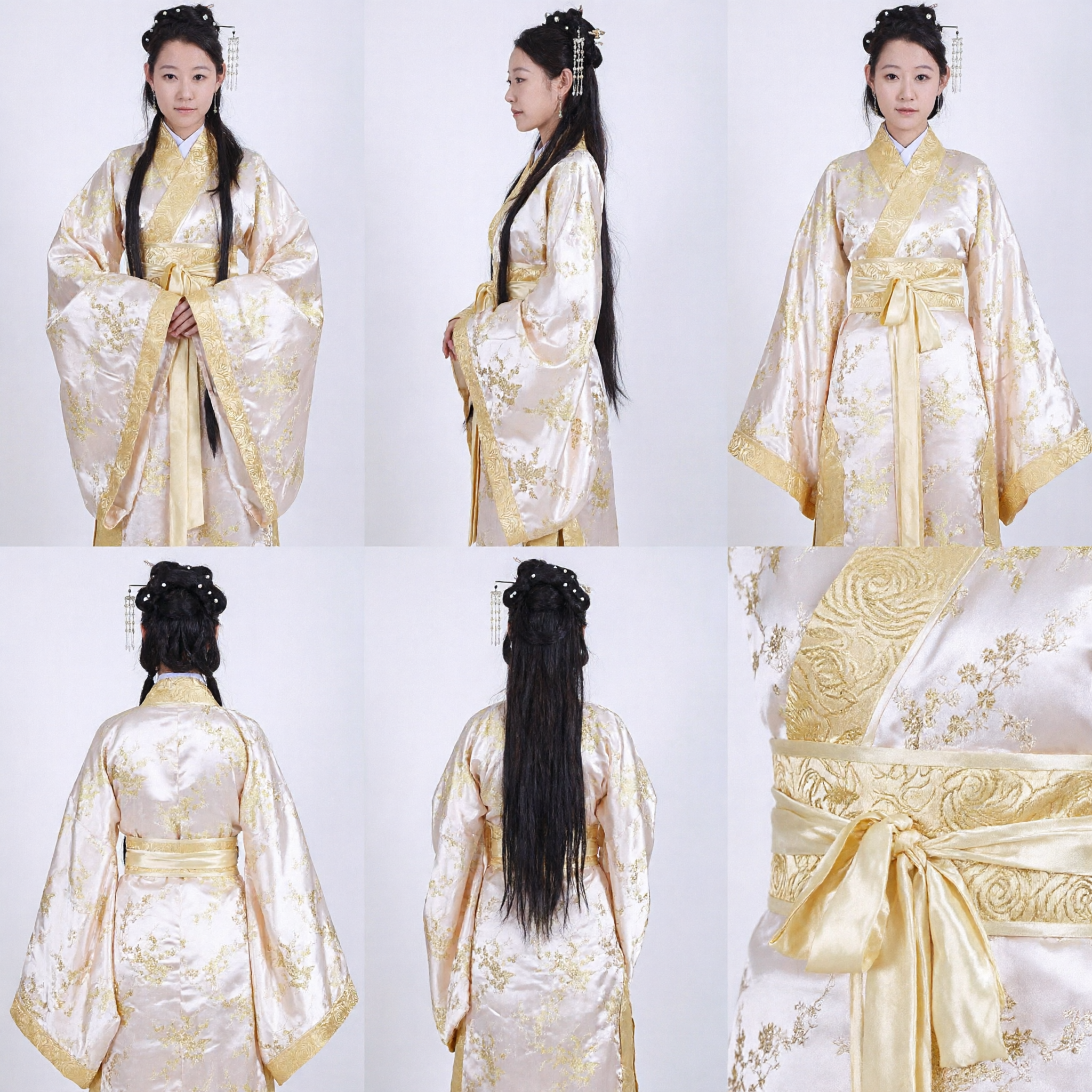 Elegant White and Gold Silk Hanfu Traditional Chinese Ancient Costume Dress for Women Performance and Cosplay - Asian Costume