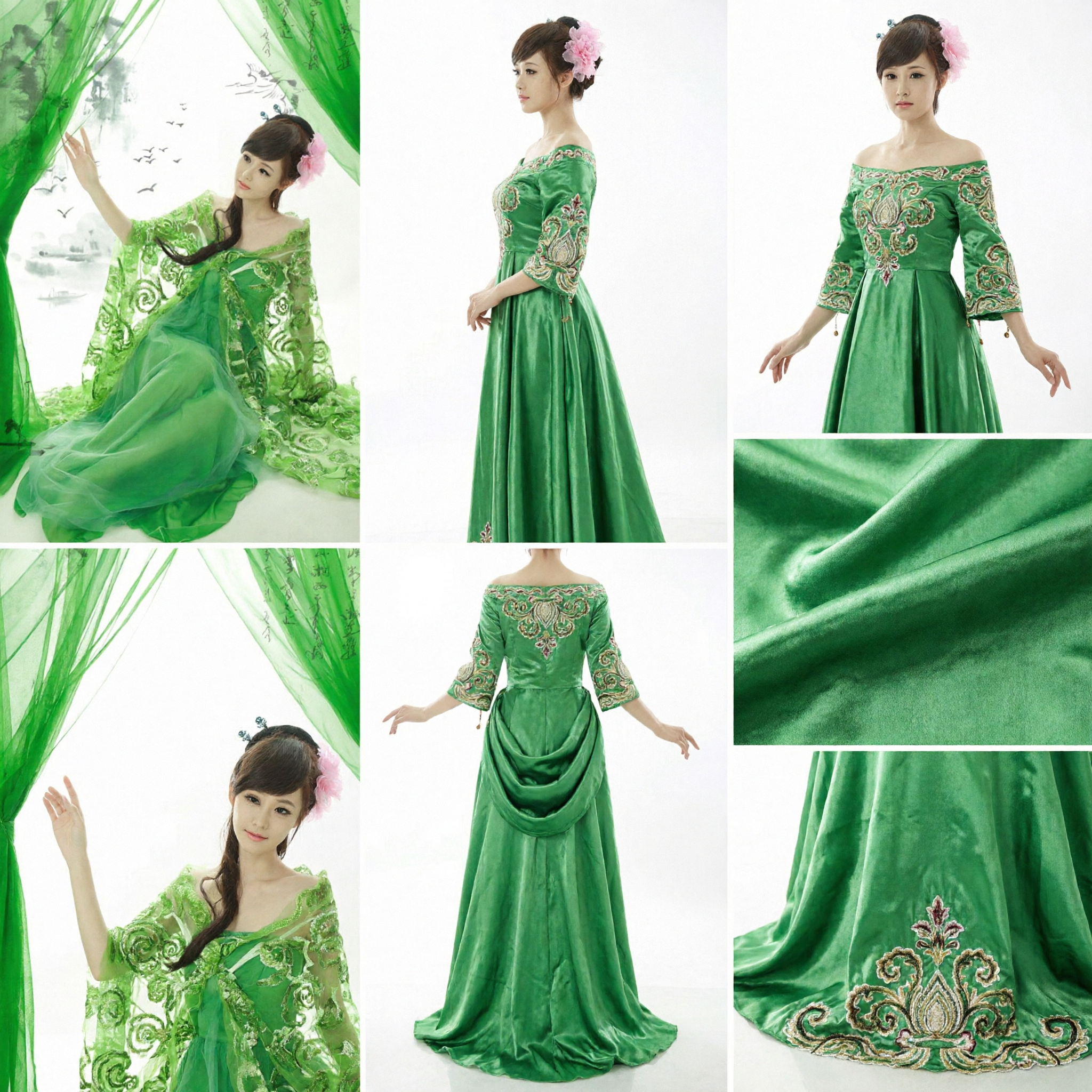 Elegant Green Traditional Chinese Hanfu Dress Women Ancient Fairy Costume for Dance Performance and Photography - Asian Costume