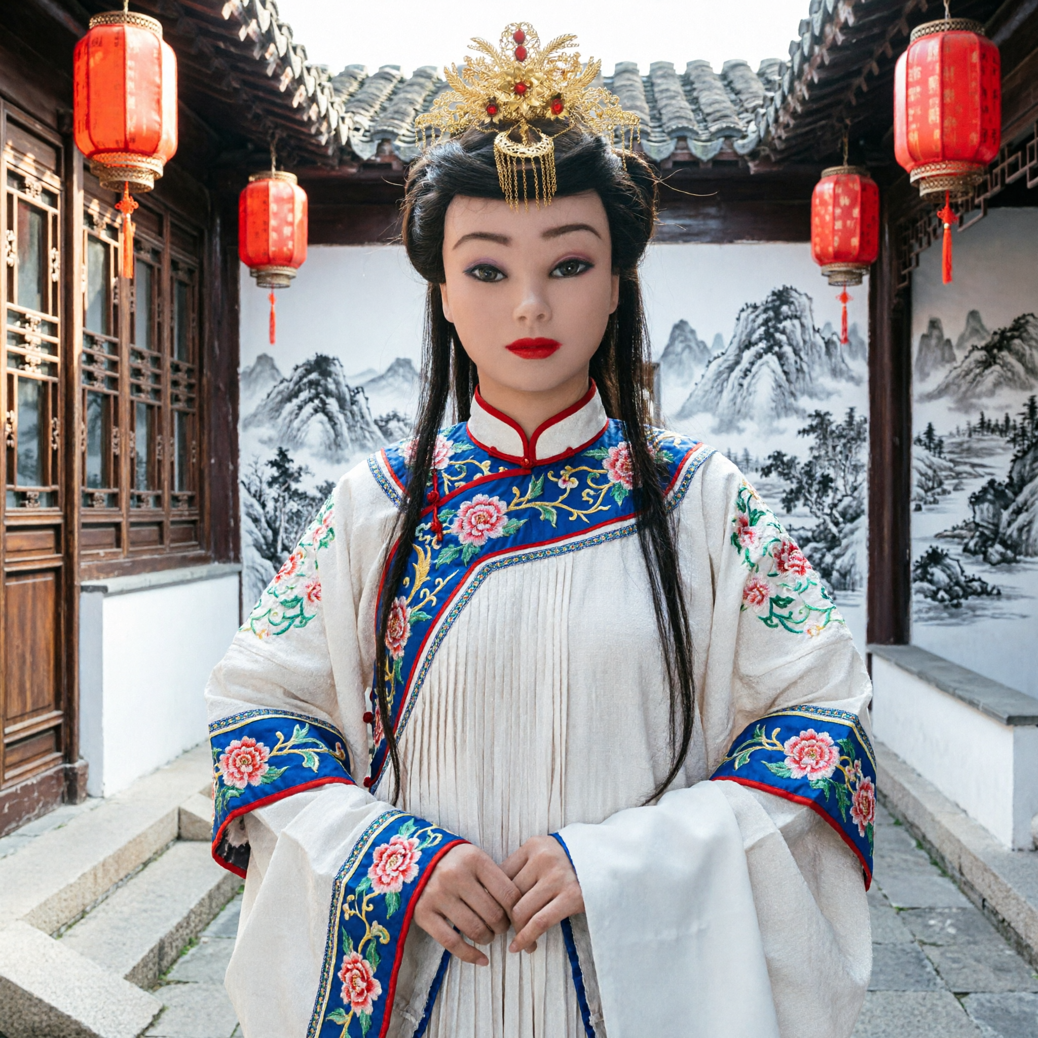 Traditional Chinese Ancient Phoenix Crown Gold Hair Accessories for Women Hanfu Headdress for Wedding and Cosplay - Asian Costume