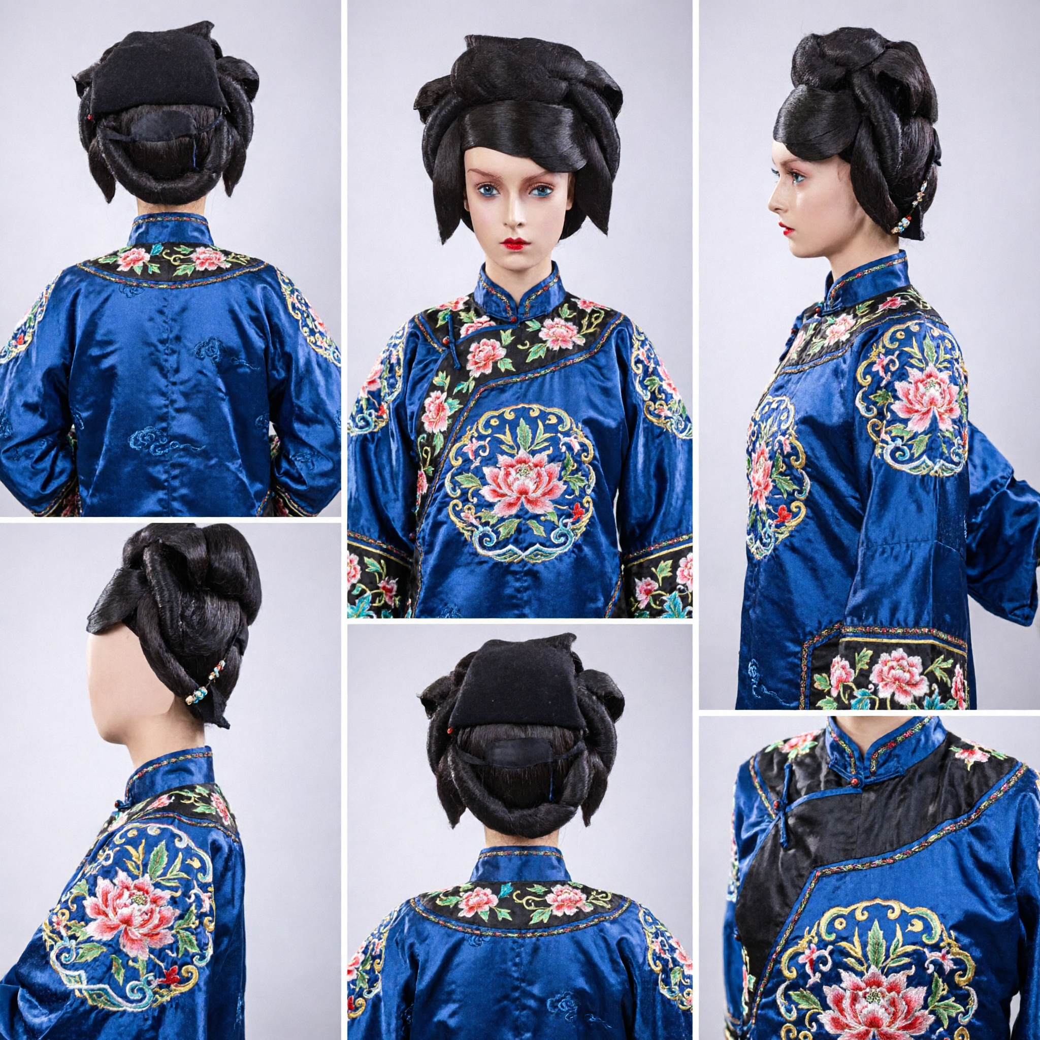 Traditional Chinese Ancient Style Hair Wig High Bun Hairpiece for Women Hanfu Cosplay Historical Drama Performance - Asian Costume