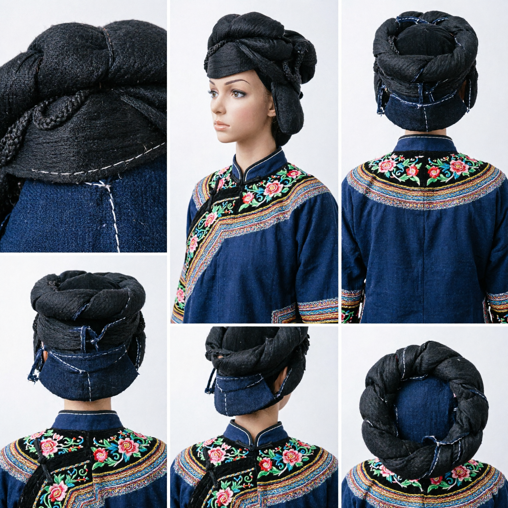 Traditional Chinese Ancient Style Black Wig Noble Lady Updo Hairpiece for Hanfu Cosplay and Period Drama - Asian Costume