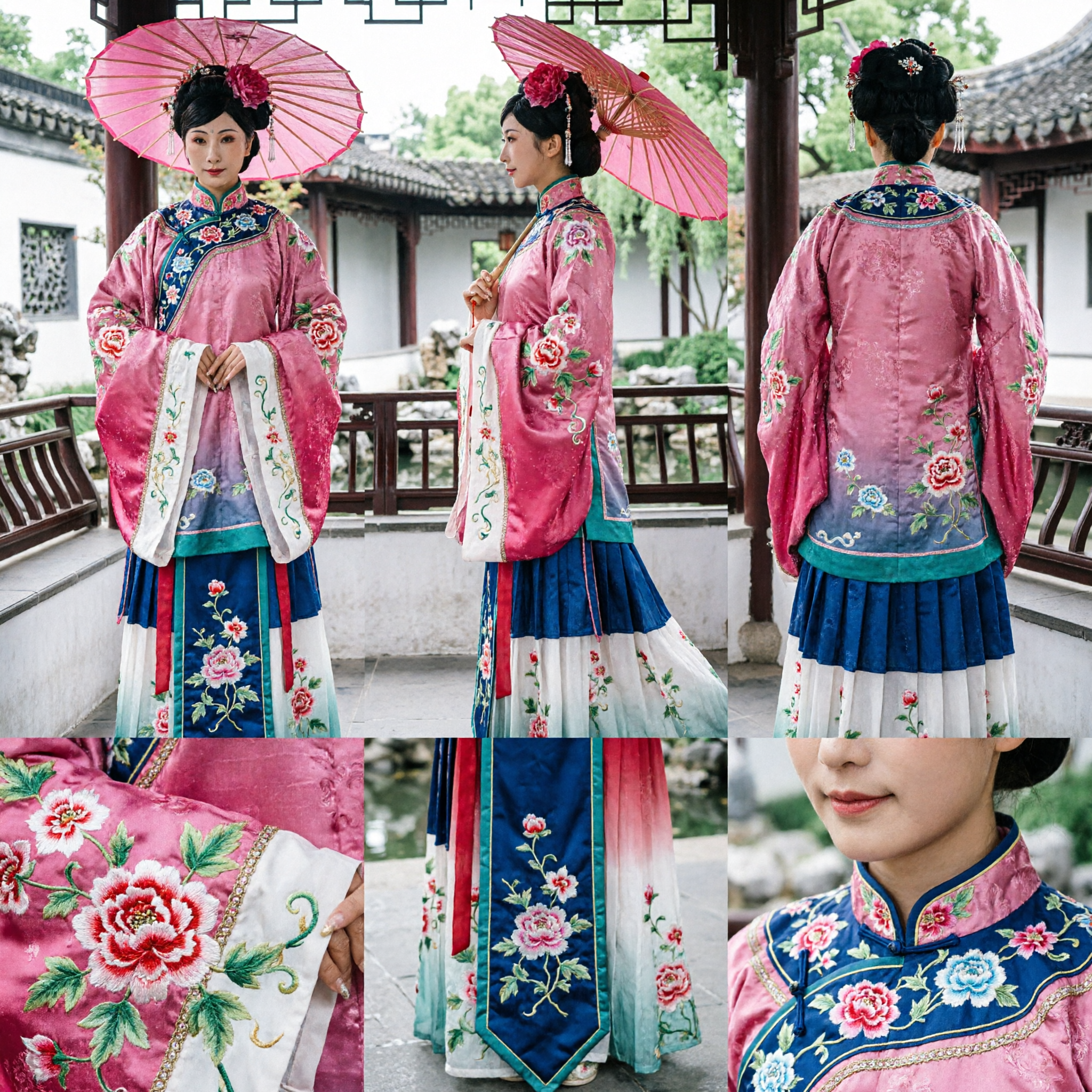 Women's Pink Floral Hanfu Traditional Chinese Ancient Costume Fairy Dress for Cosplay and Stage Performance - Asian Costume