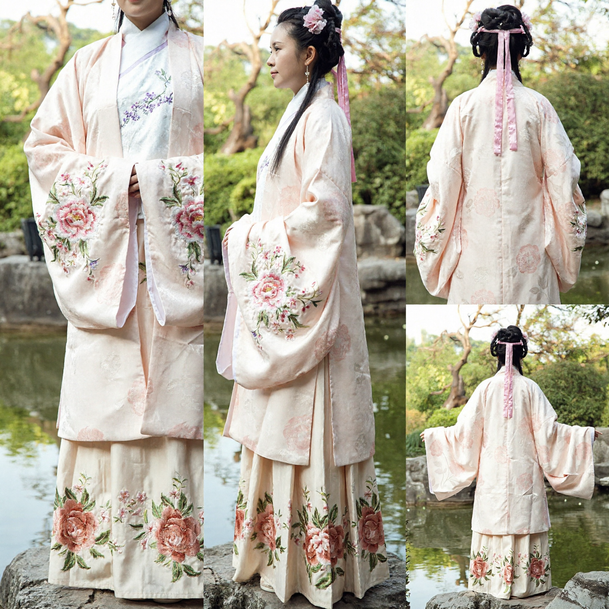 Women's Ming Dynasty Hanfu Traditional Chinese Clothing Floral Embroidery Ancient Costume for Festivals - Asian Costume