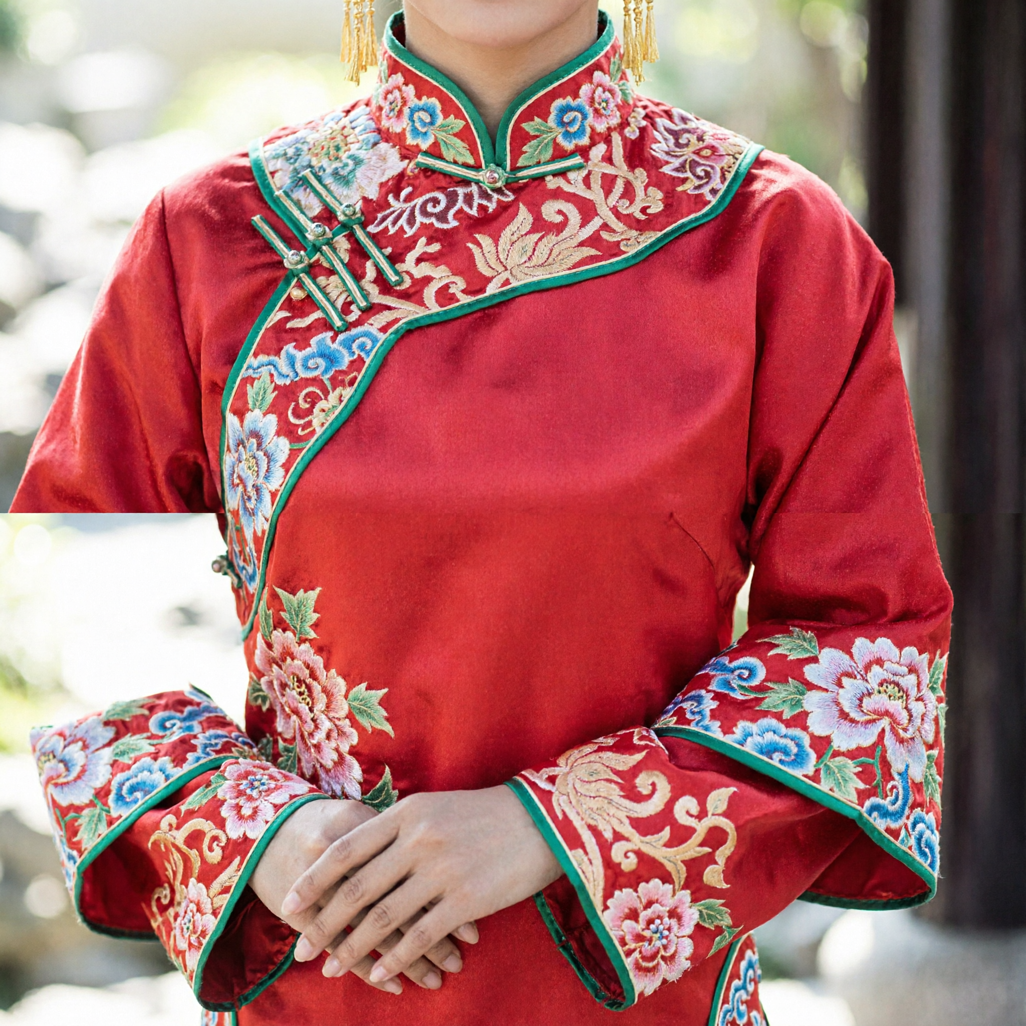 Chinese Traditional Qing Dynasty Bride Hair Accessories Ancient Manchu Princess Wedding Headpiece Costume Set for Women - Asian Costume