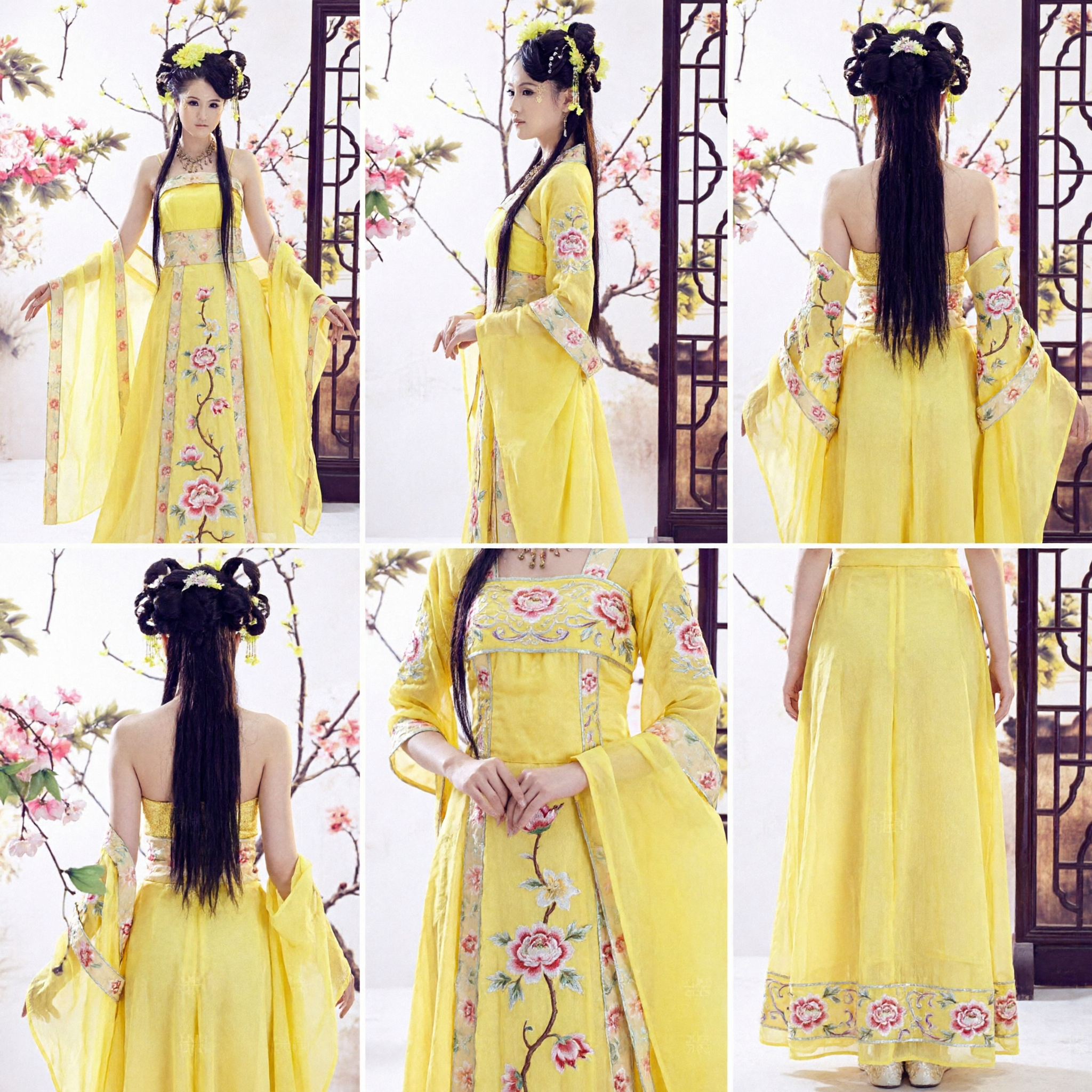 Ancient Chinese Yellow Hanfu Costume Traditional Tang Dynasty Fairy Dress for Women Cultural Performance - Asian Costume