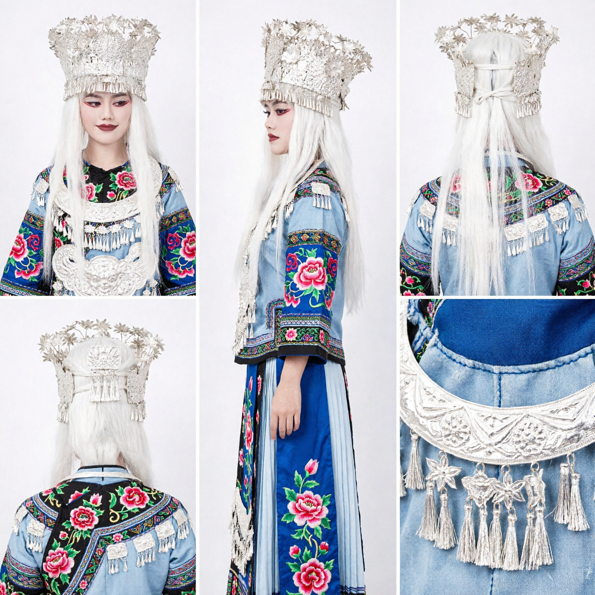 Traditional Chinese Miao Silver Headdress Hmong Ethnic Crown for Women Wedding Dance Performance Costume - Asian Costume