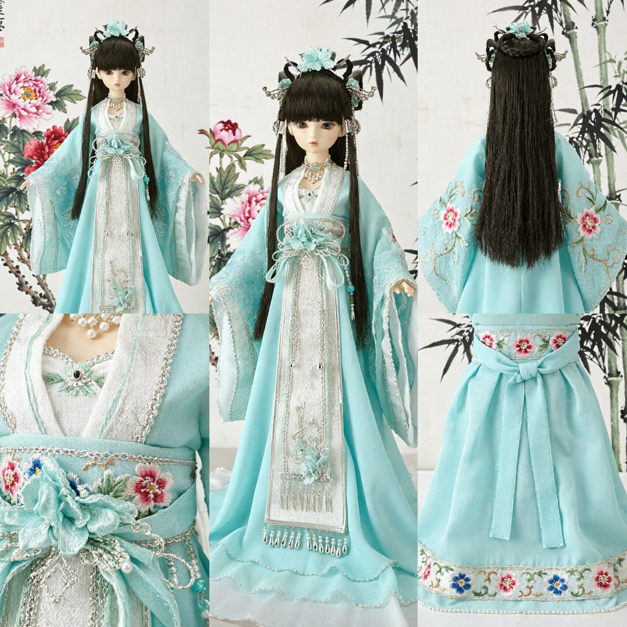 Elegant Traditional Chinese Hanfu Costume for BJD Doll Ancient Fairy Princess Dress with Hair Ornaments - Asian Costume
