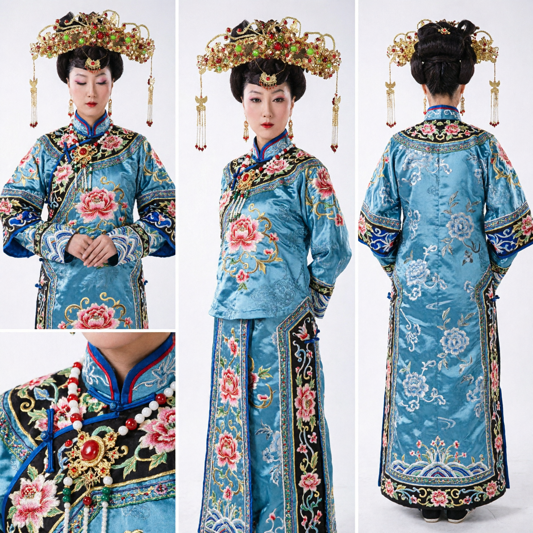 Exquisite Traditional Chinese Imperial Phoenix Crown Headdress Gold Beaded Hair Jewelry for Wedding Hanfu Costume - Asian Costume