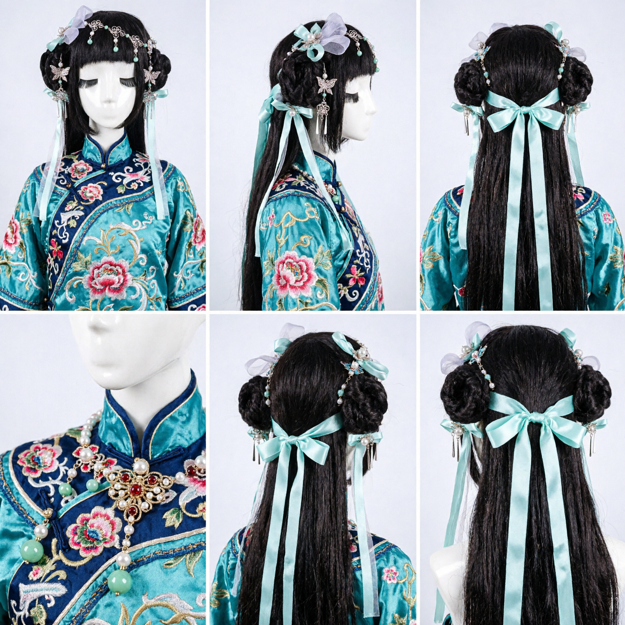 Traditional Chinese Hanfu Hair Accessories Set with Butterfly Pendants and Ribbons for Ancient Costume Cosplay - Asian Costume