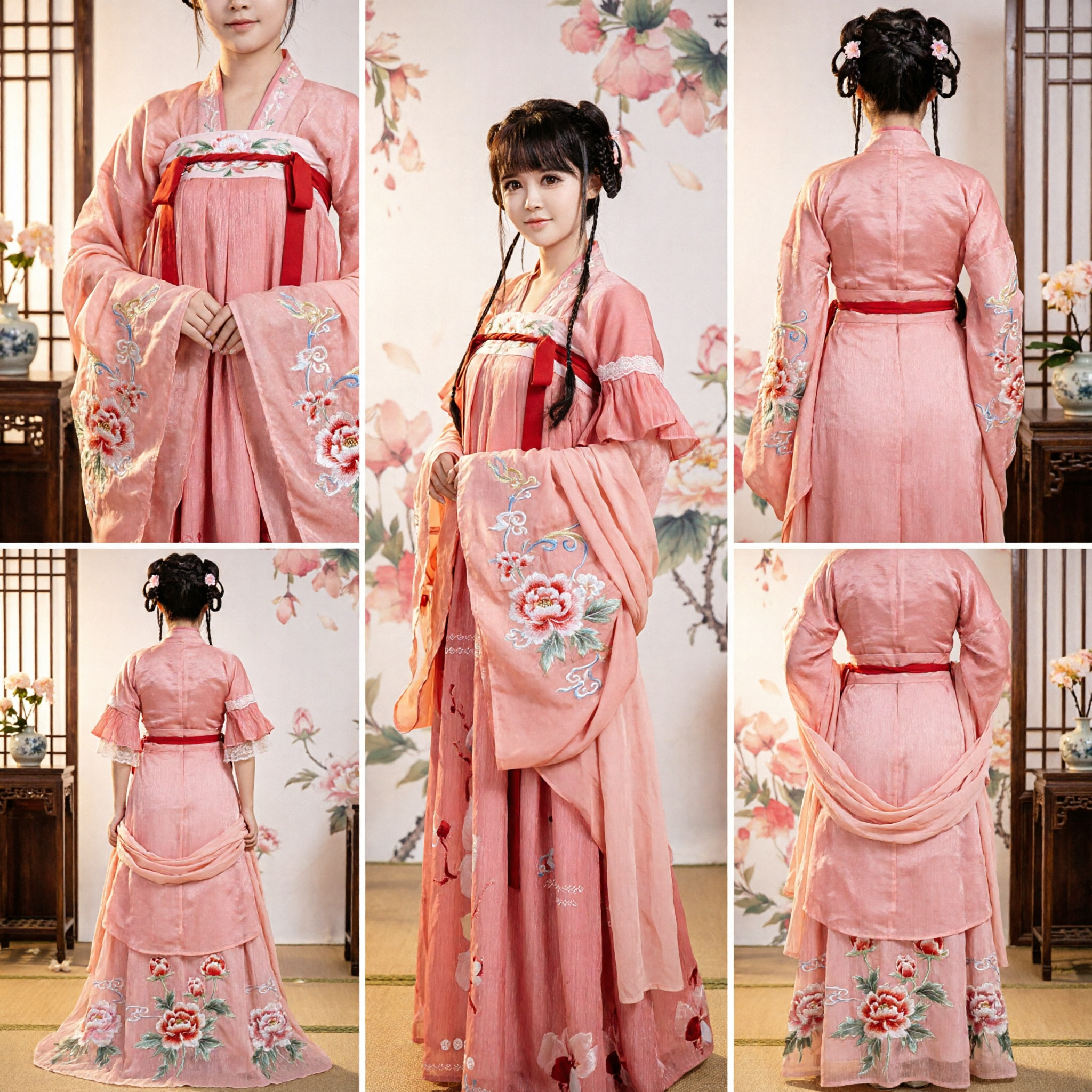 Elegant Pink Traditional Chinese Hanfu Costume Ancient Fairy Dress Tang Dynasty Style for Women - Asian Costume