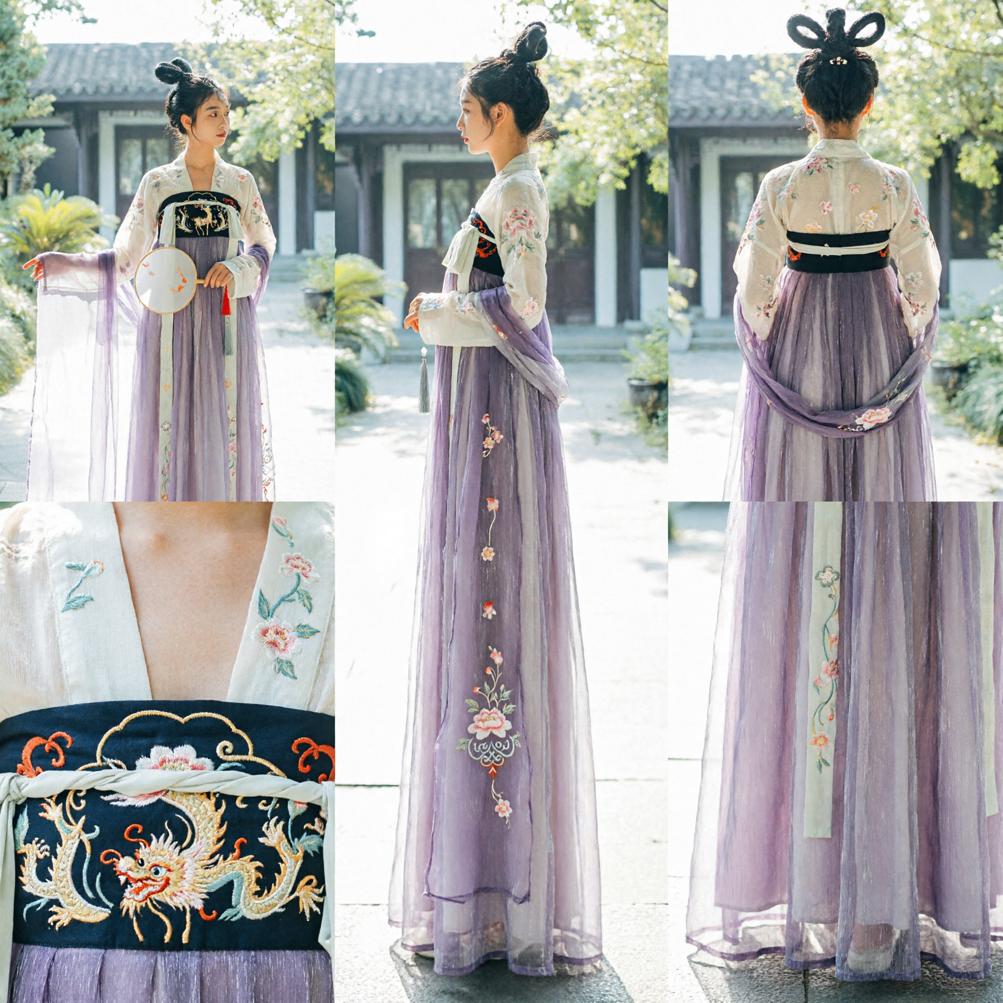 Elegant Purple Traditional Chinese Hanfu Dress for Women Ancient Tang Dynasty Style Costume for Photography - Asian Costume