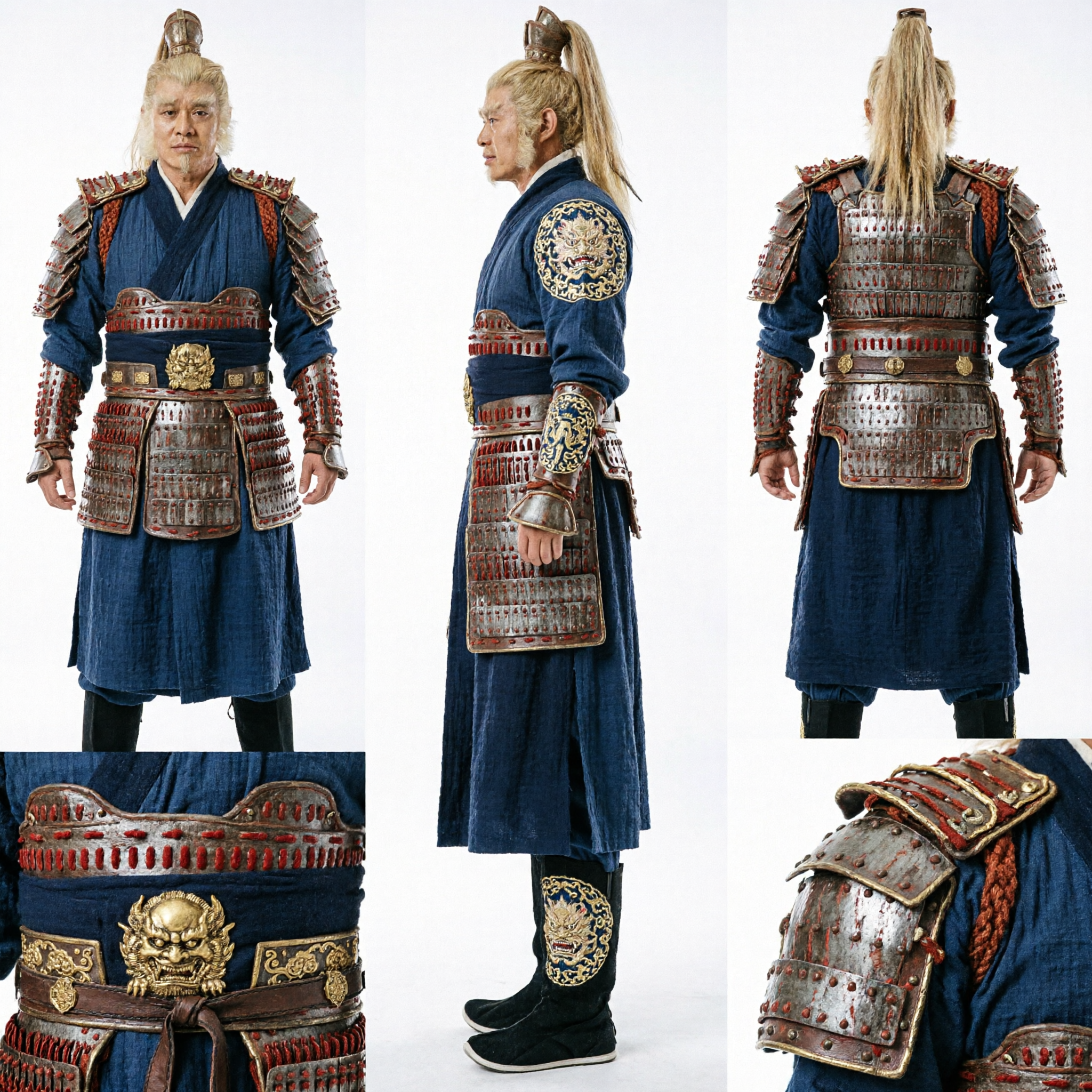 Traditional Chinese Monkey King Sun Wukong Cosplay Costume Set with Armor and Staff for Men - Asian Costume