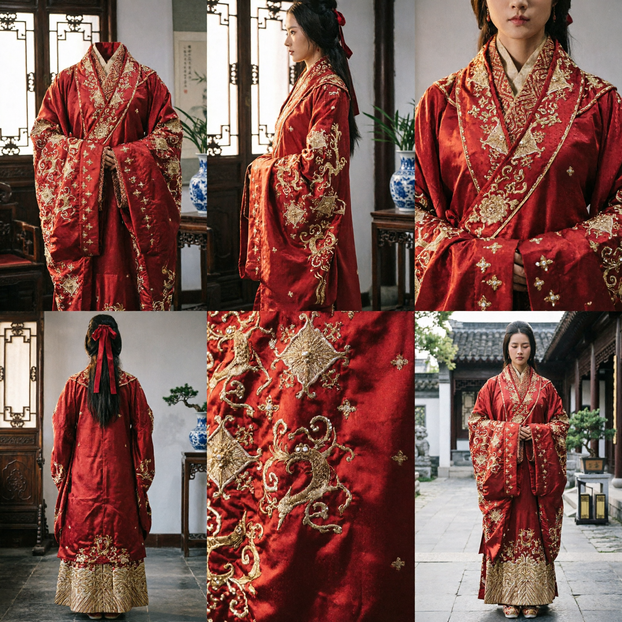 Traditional Chinese Red Hanfu Costume Women Ancient Embroidered Robe for Historical Cosplay and Stage Performance - Asian Costume