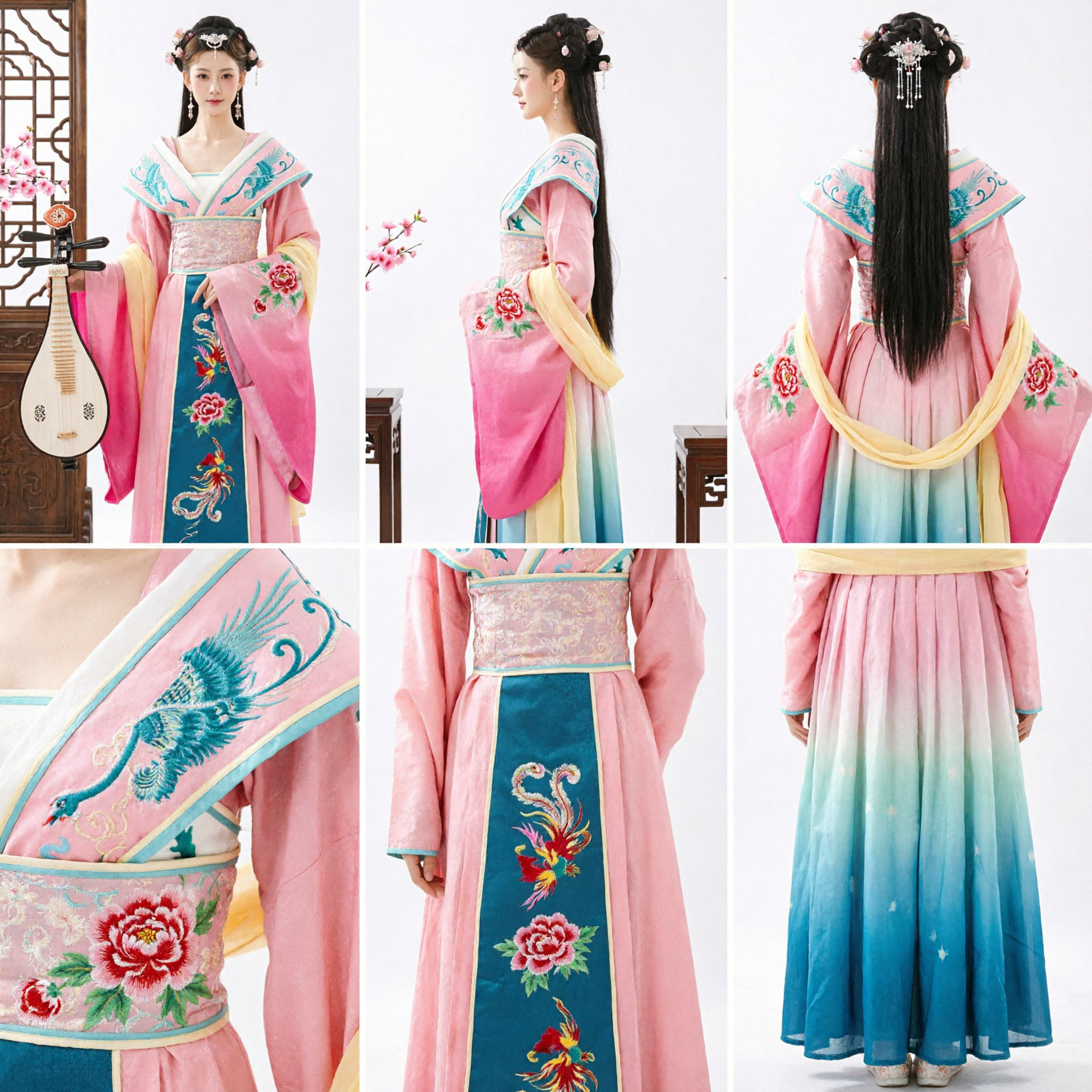 Embroidered Traditional Chinese Tang Dynasty Palace Lady Hanfu Costume Ancient Fairy Dress for Women Performance - Asian Costume