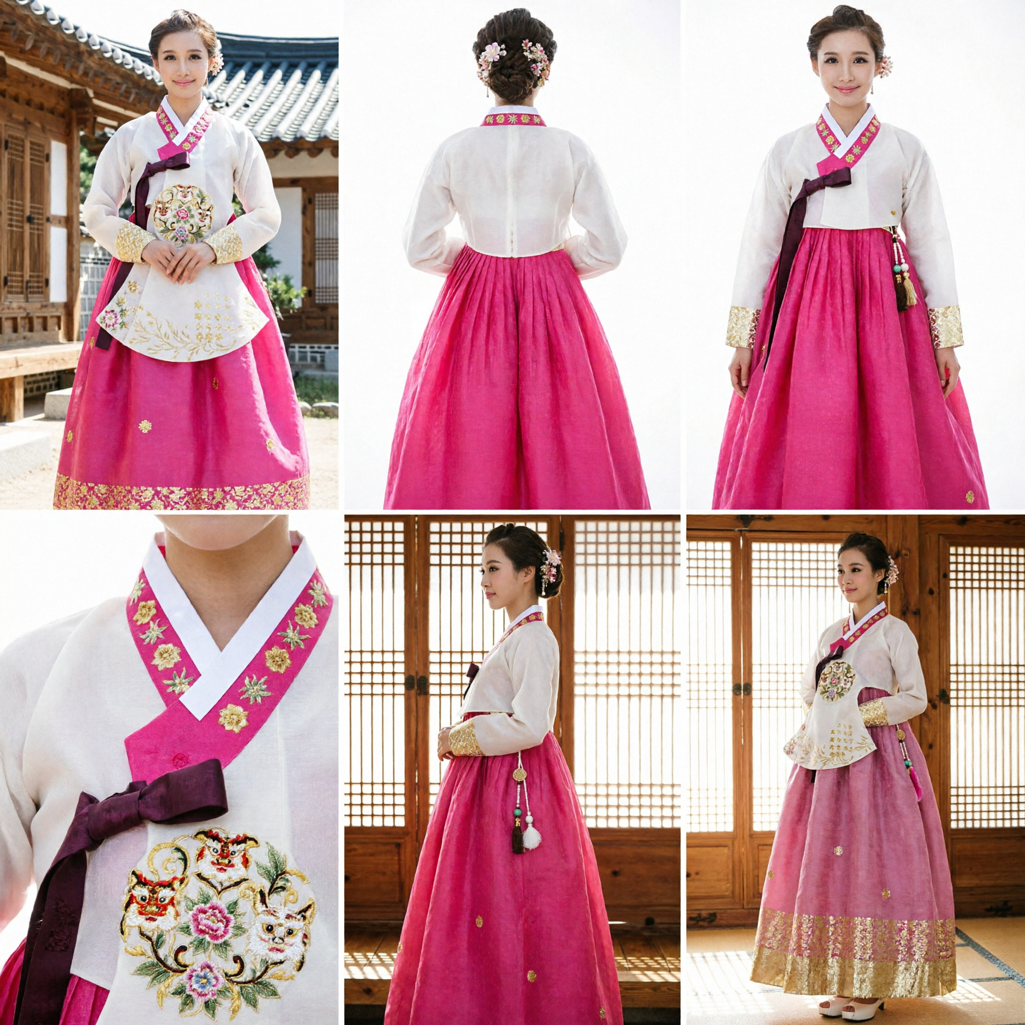 Elegant Pink and White Korean Hanbok Mini Dress Traditional Folk Dance Performance Costume for Women - Asian Costume