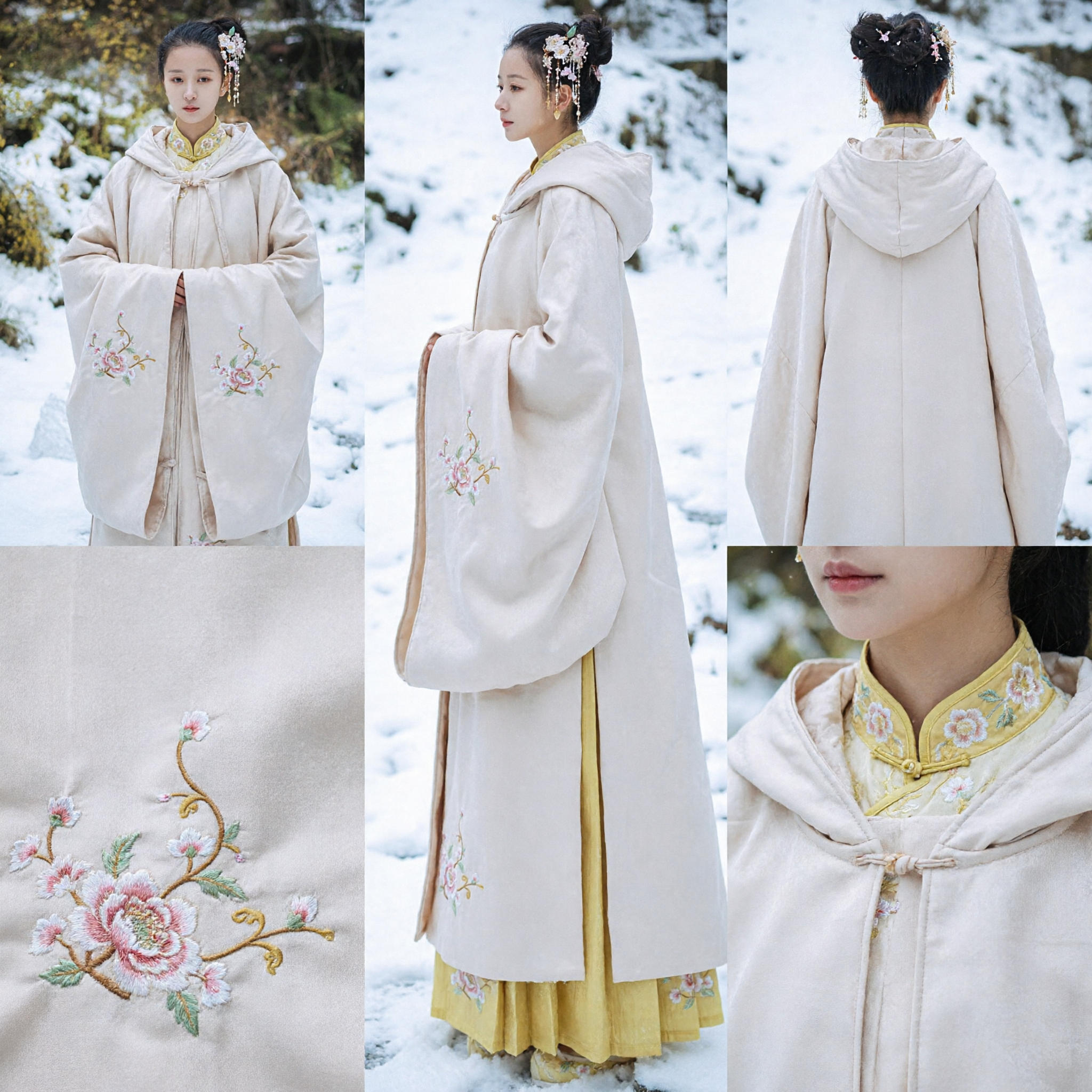 Ancient Chinese Hanfu Winter Cloak Traditional Hooded Cape for Women Historical Costume Photography Prop - Asian Costume