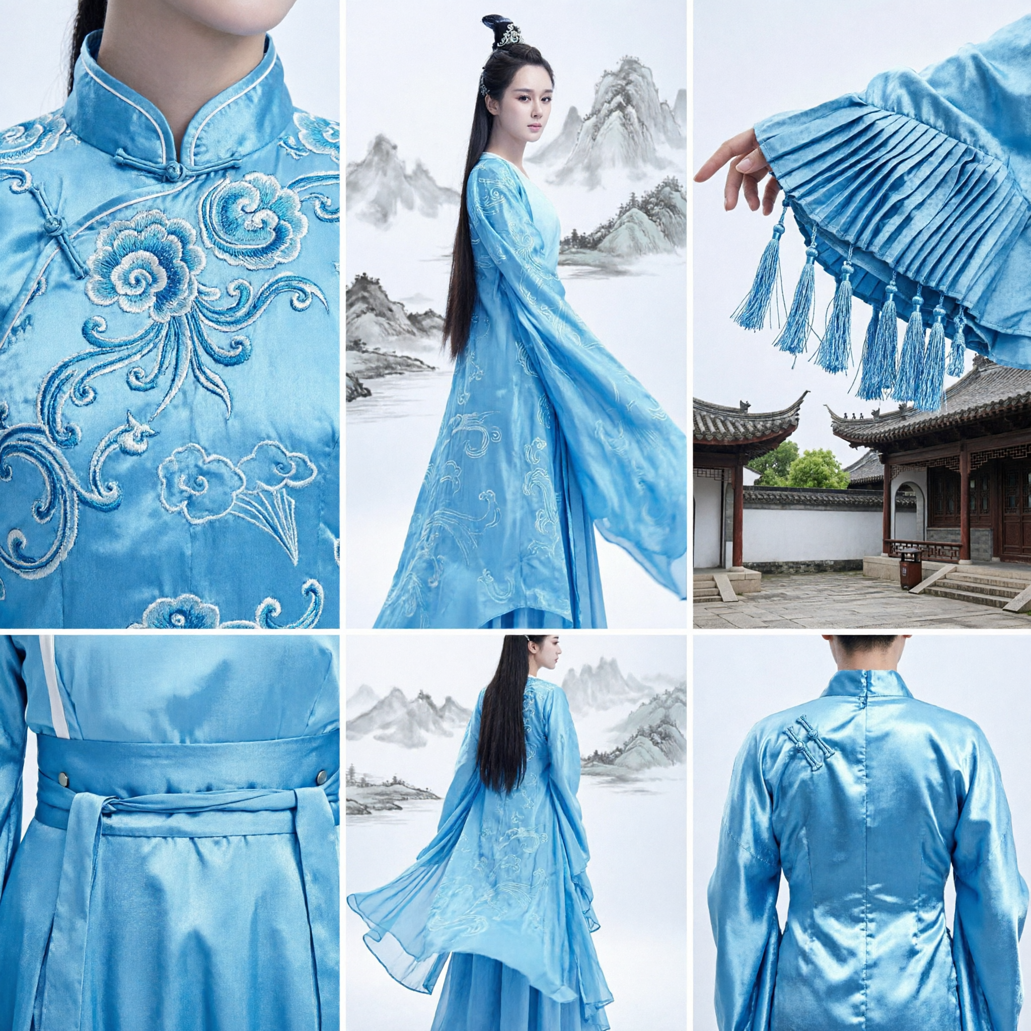 Elegant Light Blue Ancient Chinese Hanfu Fairy Dress Traditional Costume for Women Cosplay Performance - Asian Costume