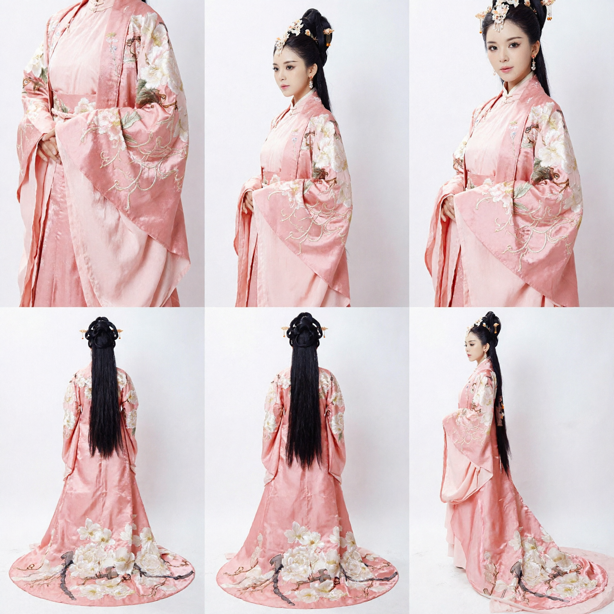 Elegant Pink Ancient Chinese Hanfu Embroidered Palace Princess Dress Traditional Tang Dynasty Costume for Women - Asian Costume