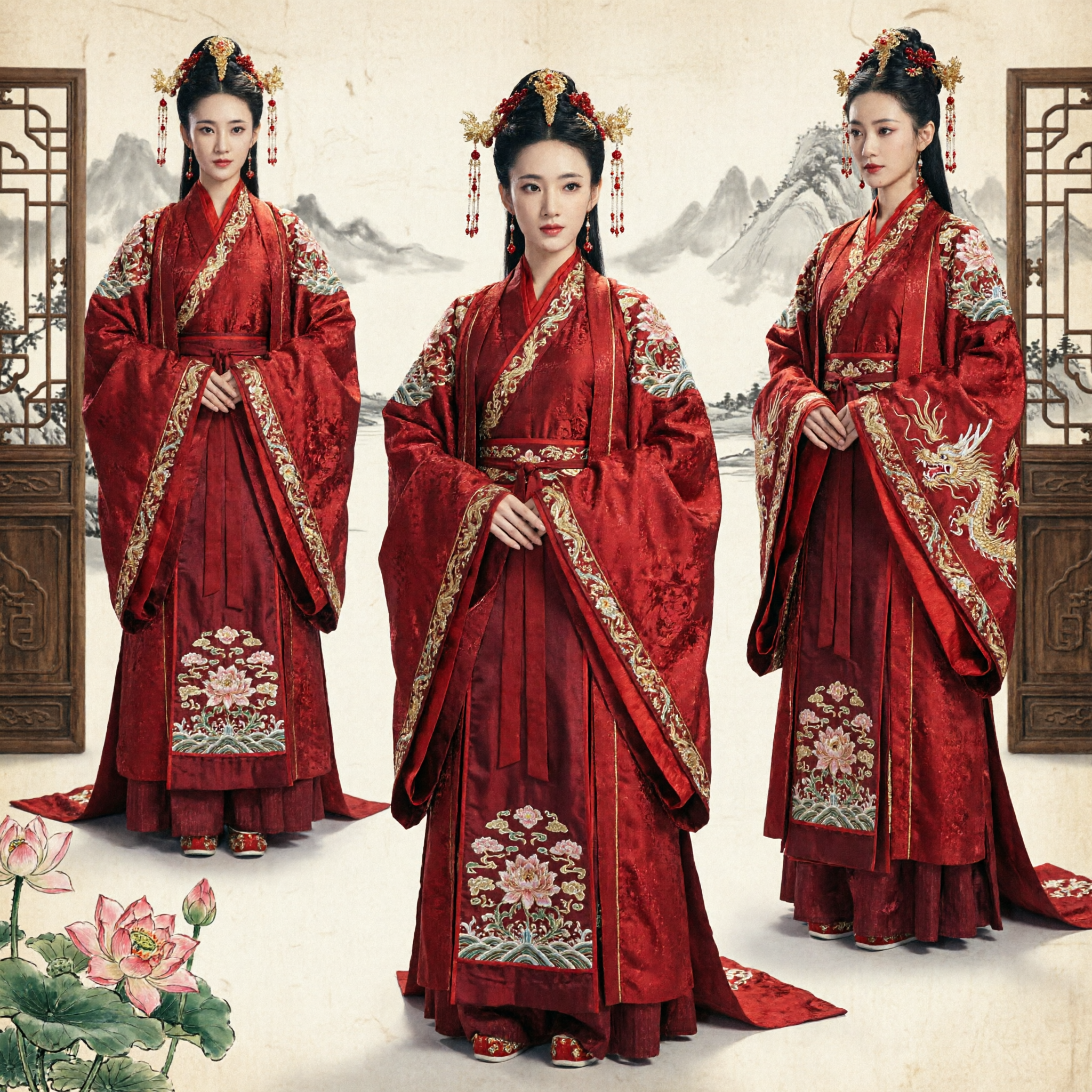 Ancient Chinese Red Empress Costume Traditional Hanfu Dress for Women Historical Drama Cosplay - Asian Costume