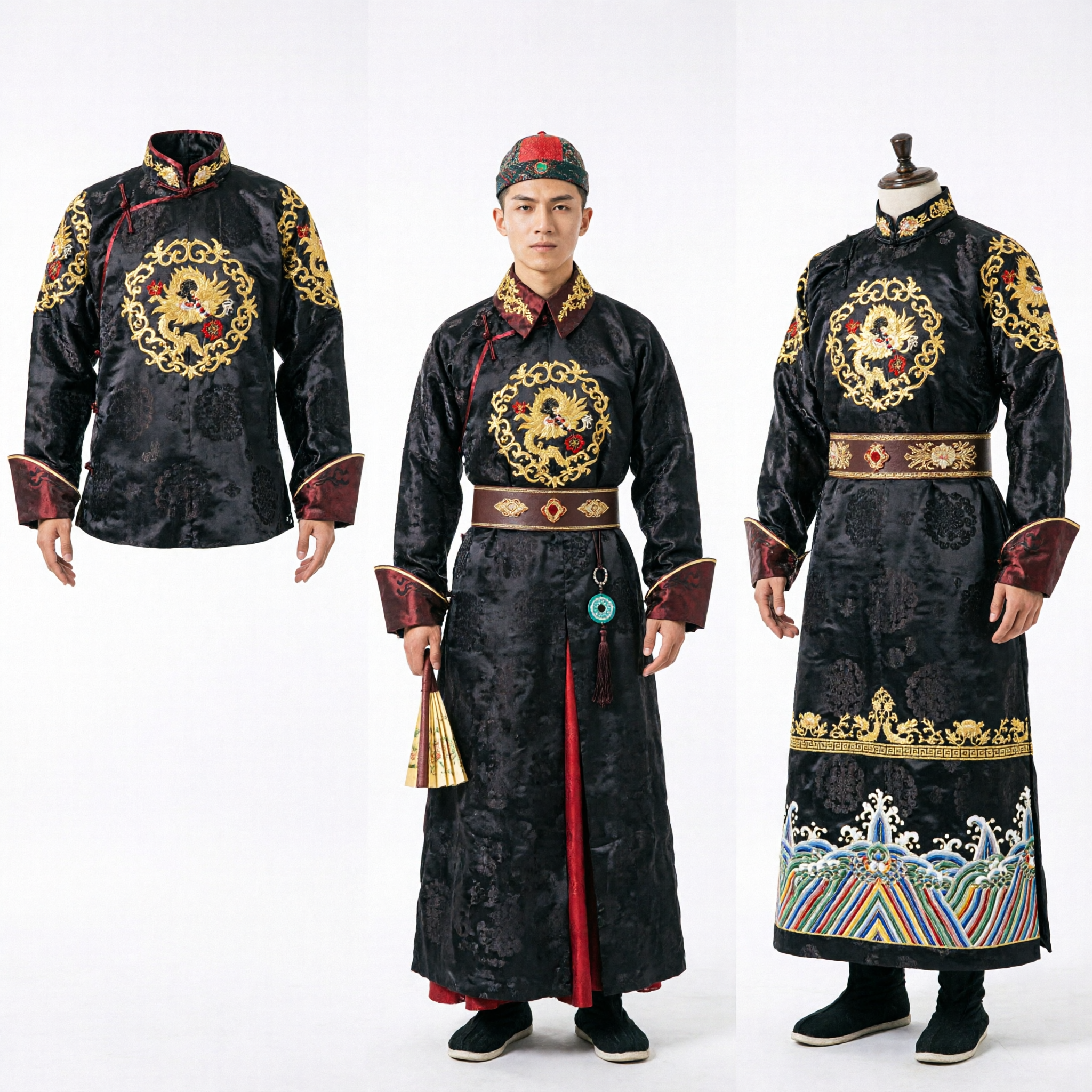 Traditional Chinese Ancient Ming Dynasty Jinyiwei Imperial Guard Costume Black Embroidered Flying Fish Suit for Men - Asian Costume