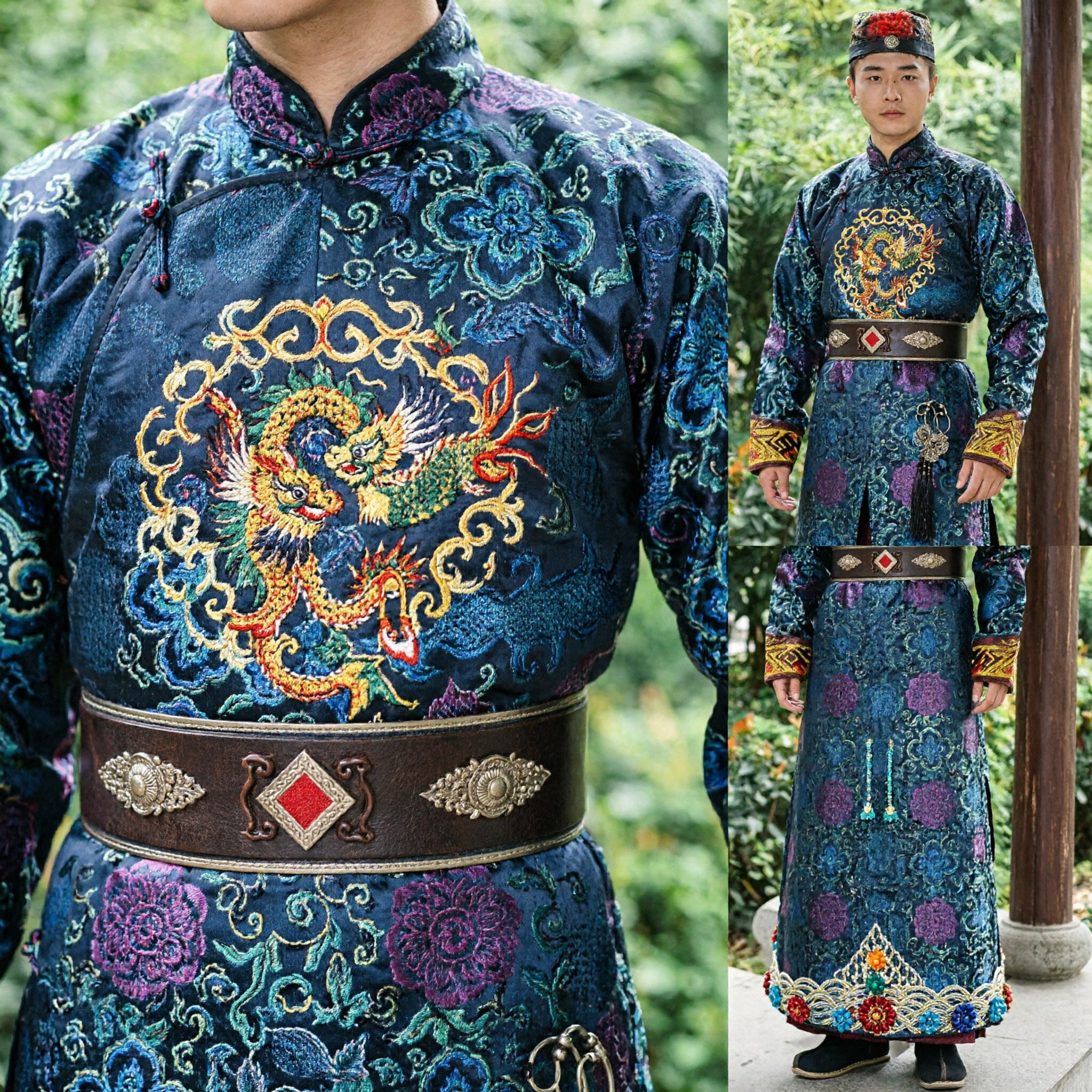 Traditional Chinese Ancient Ming Dynasty Official Robe Men's Blue Embroidered Hanfu Costume for Cosplay and Performance - Asian Costume