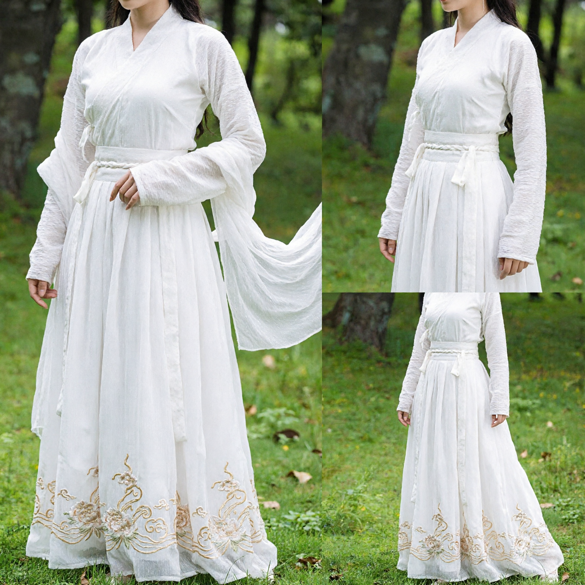 Elegant White Chinese Traditional Hanfu Costume Ancient Fairy Dress for Women Cosplay Performance - Asian Costume