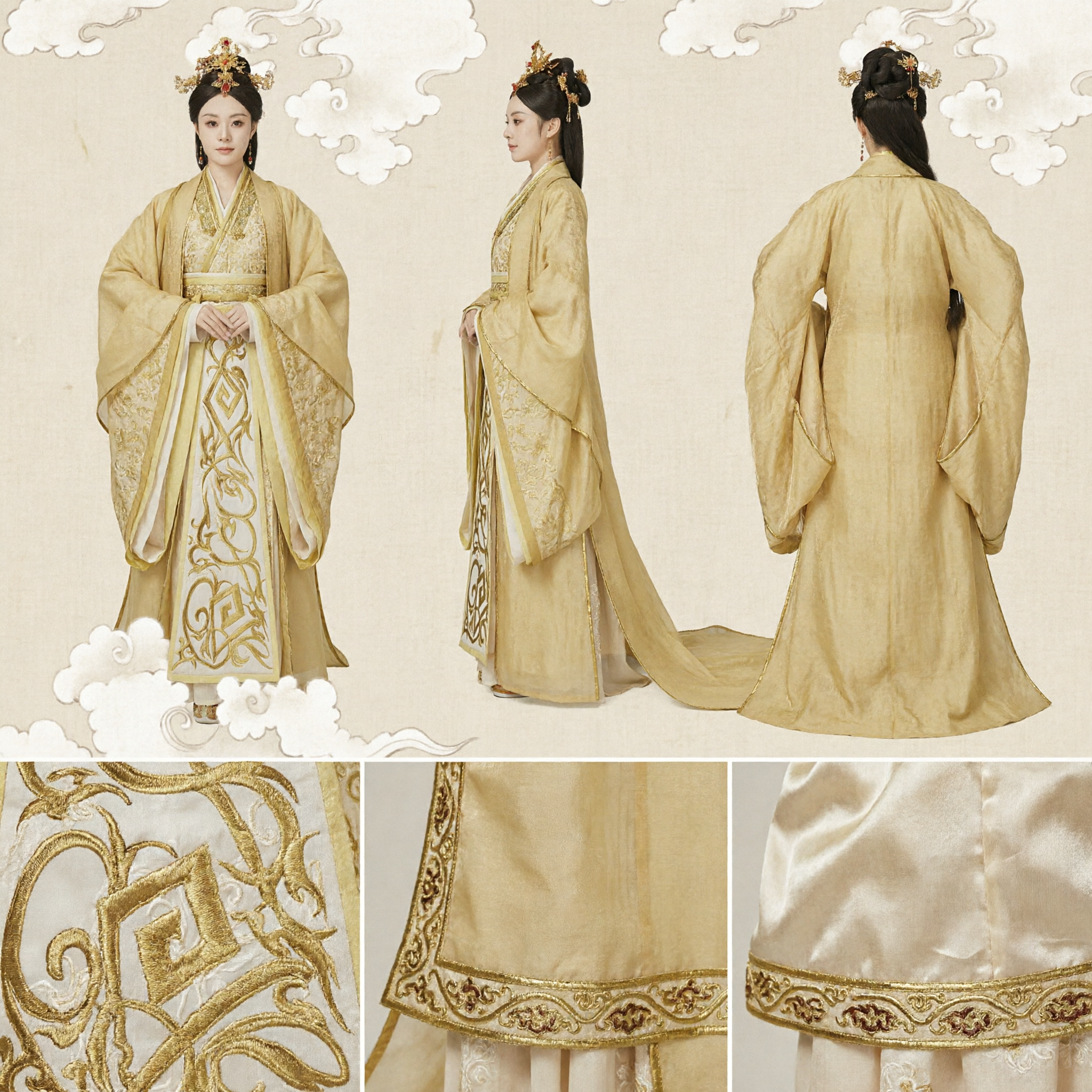 Traditional Chinese Ancient Princess Yellow Hanfu Dress Historical Drama Cosplay Costume for Women - Asian Costume