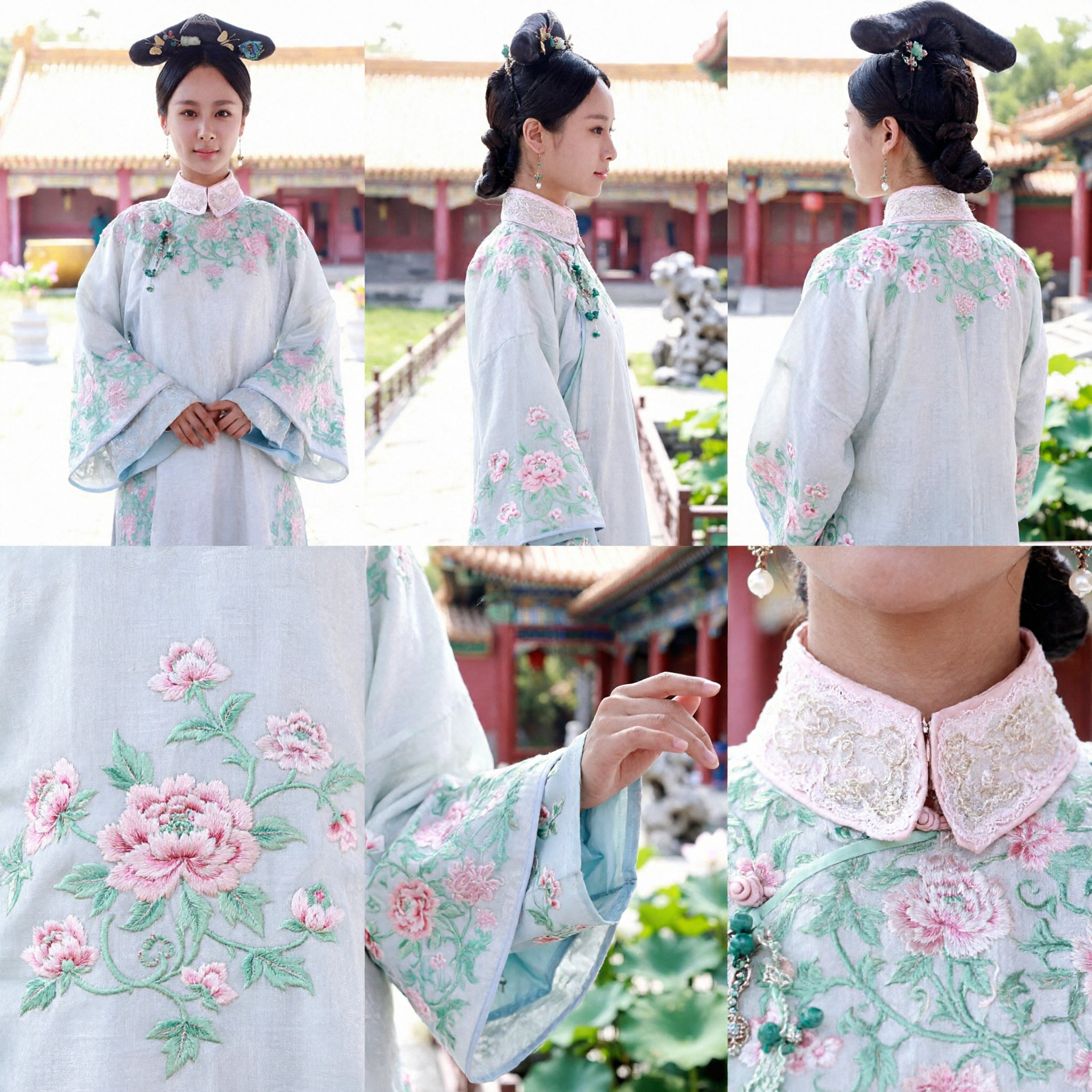 Traditional Chinese Qing Dynasty Manchu Princess Costume Ancient Palace Noblewoman Floral Embroidery Dress for Women - Asian Costume