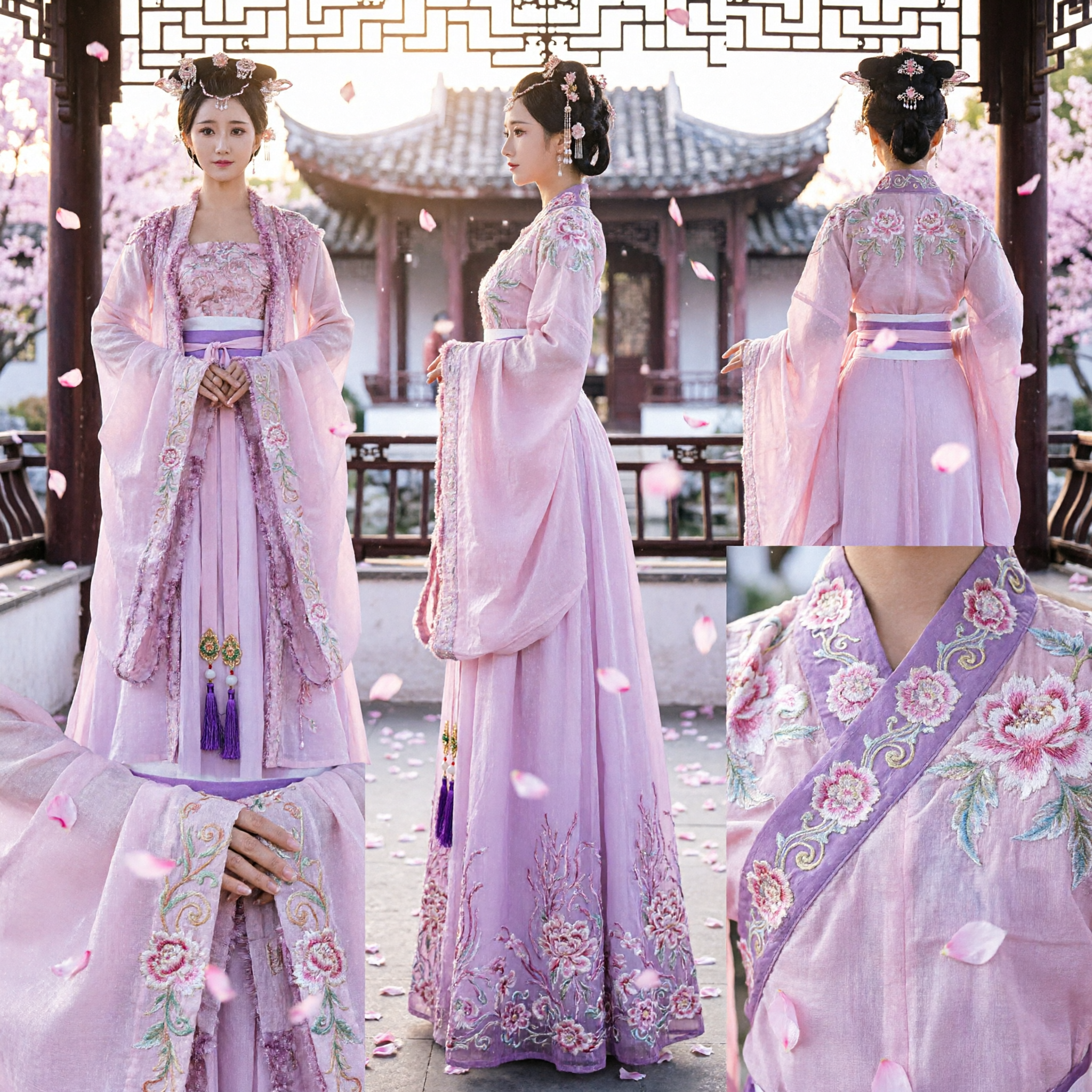 Elegant Pink Hanfu Traditional Chinese Ancient Palace Lady Costume Tang Dynasty Dress for Dance Performance - Asian Costume