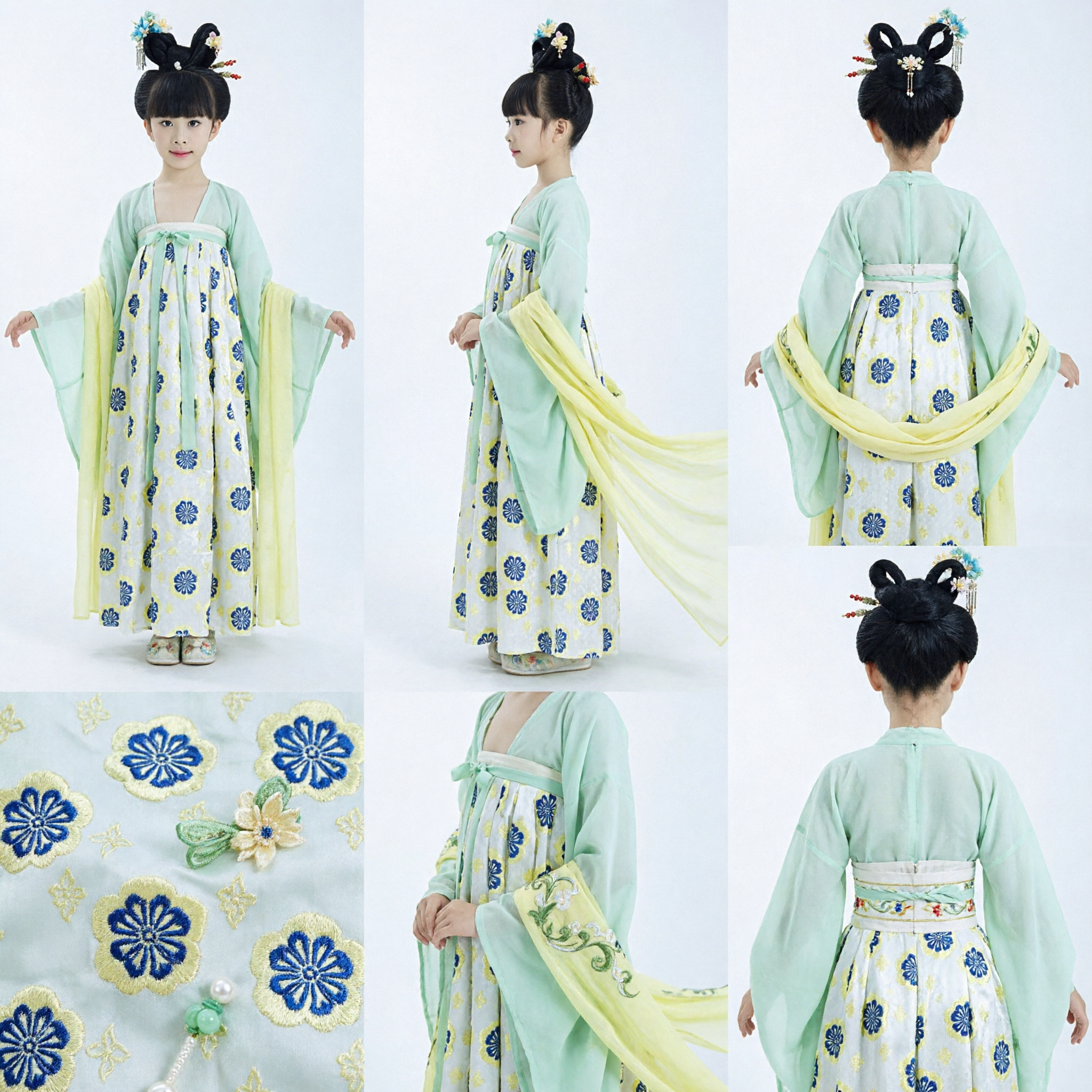 Kids Girls Tang Dynasty Hanfu Ancient Chinese Traditional Costume Fairy Princess Dress for Dance Performance - Asian Costume