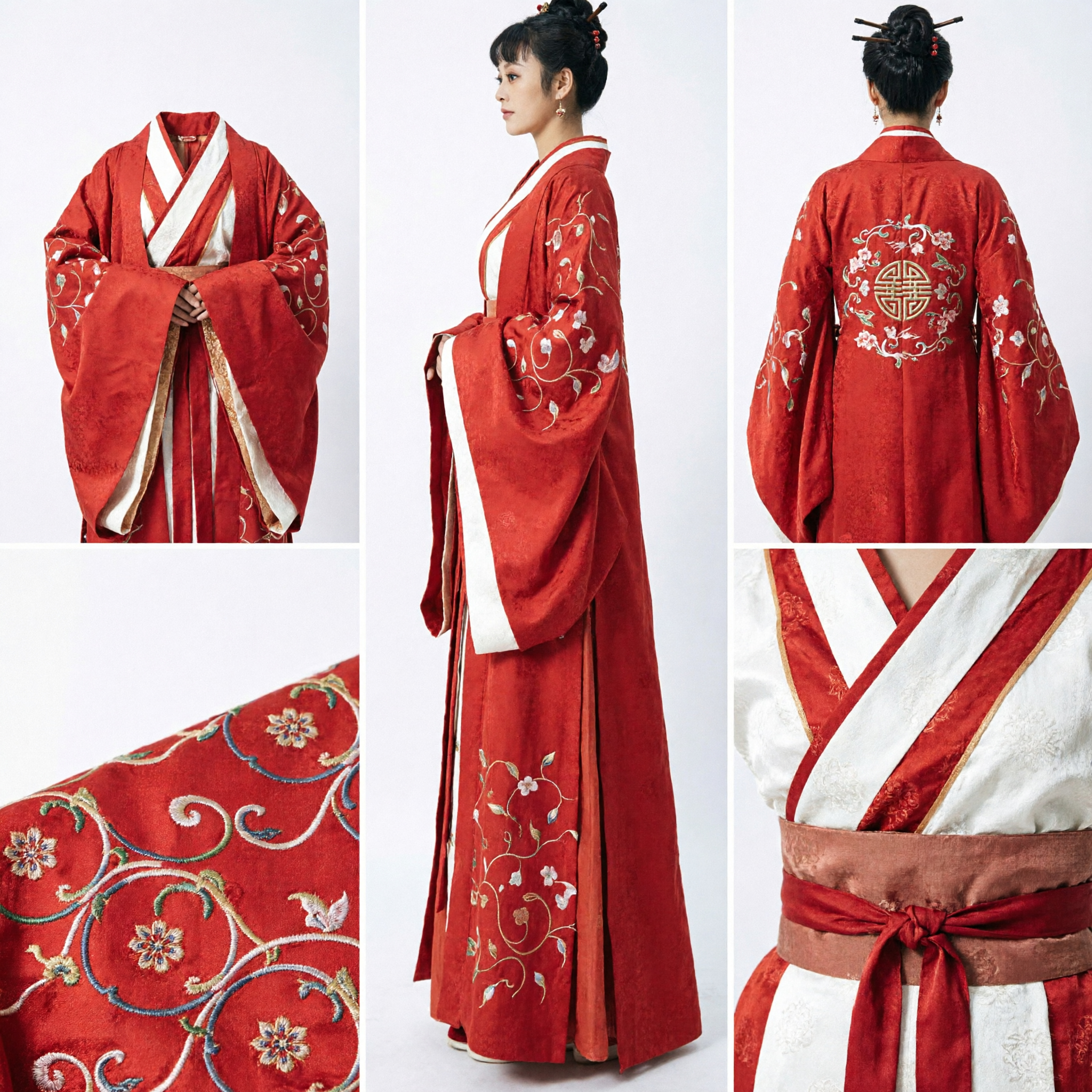 Elegant Red Embroidered Hanfu Traditional Chinese Ancient Costume for Women Period Drama Cosplay - Asian Costume