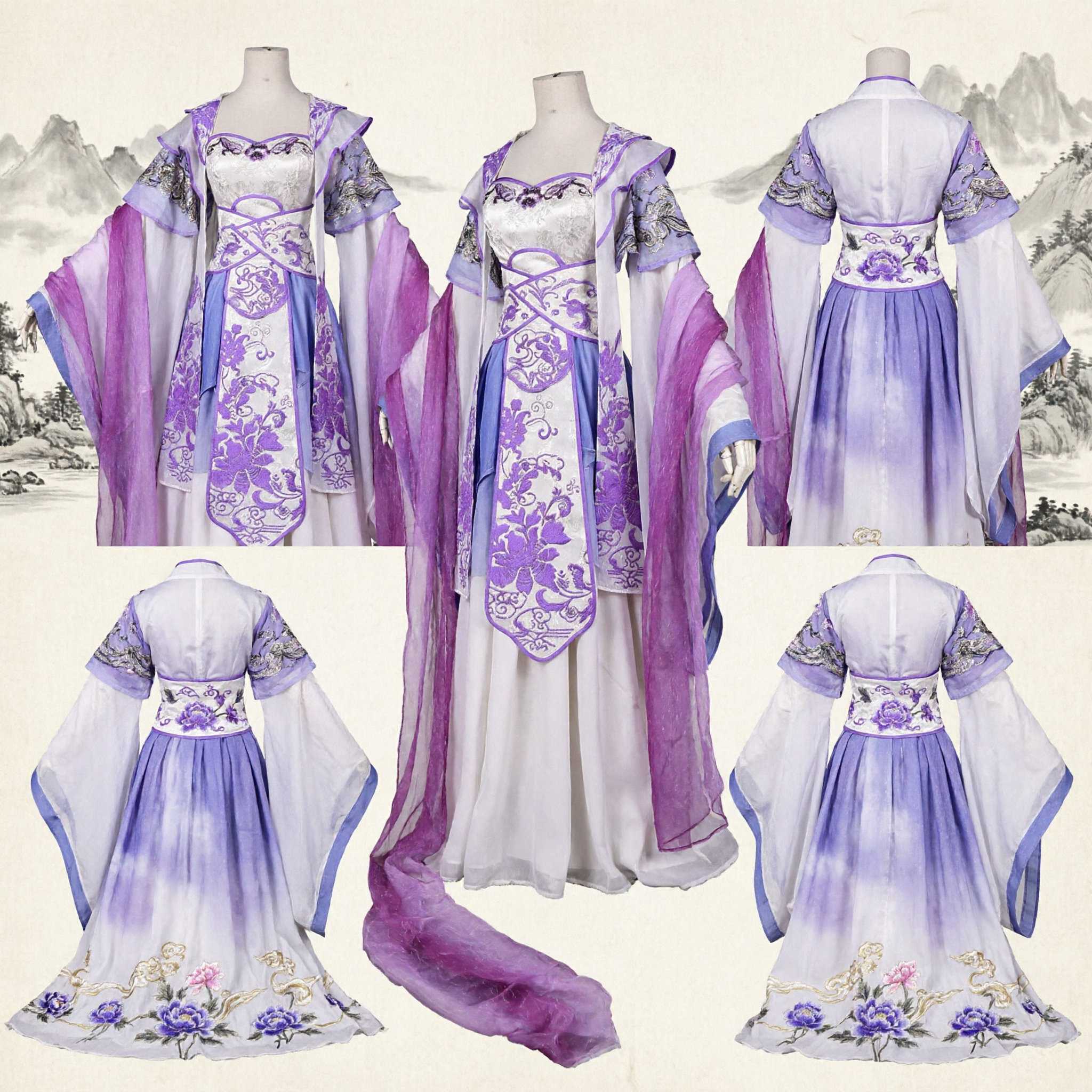 Chinese Ancient Purple Fairy Hanfu Dress Traditional Historical Princess Costume for Women Cosplay Stage Performance - Asian Costume