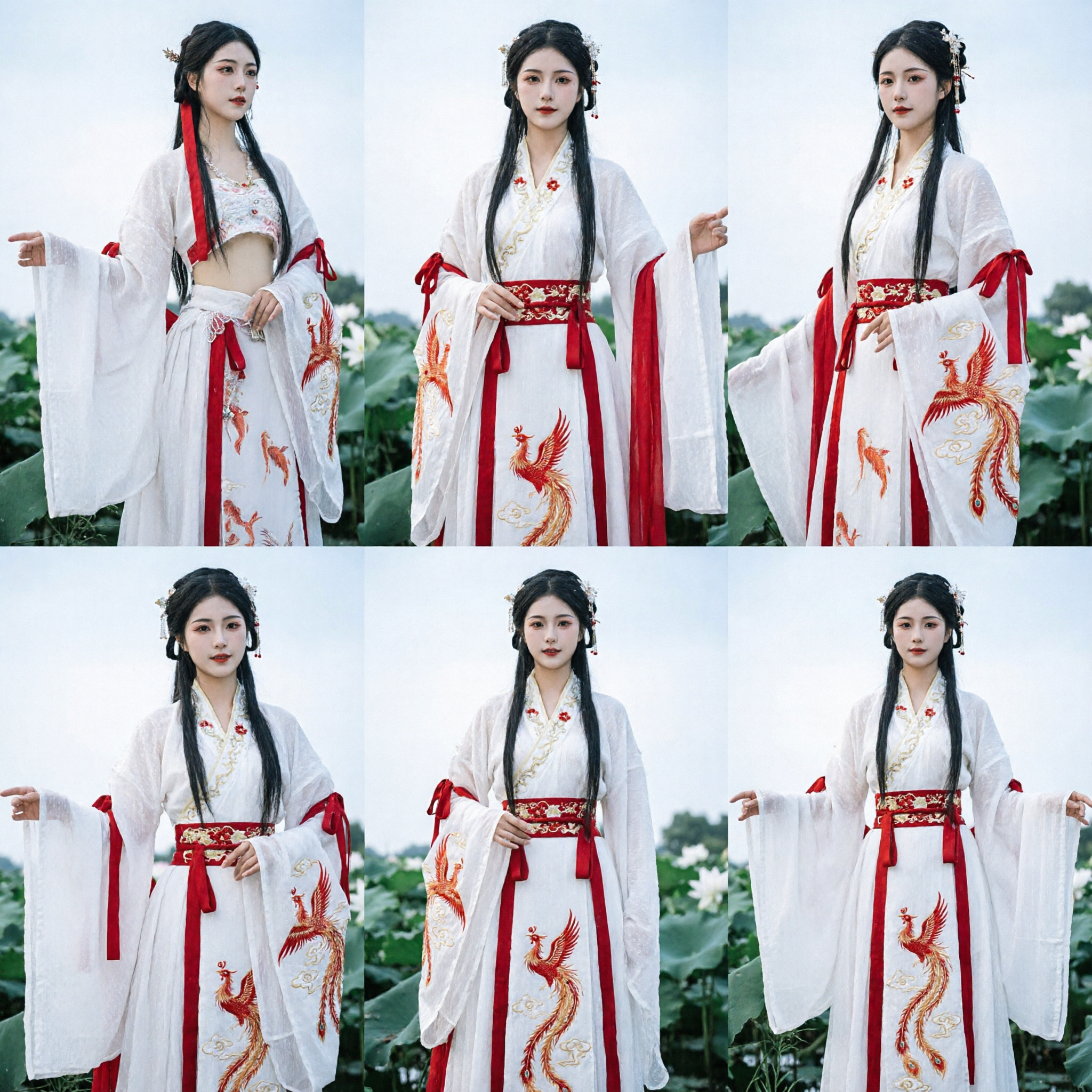 Ancient Chinese Hanfu Fairy Dress White and Red Goddess Costume with Gold Fish Embroidery for Cosplay Photography - Asian Costume