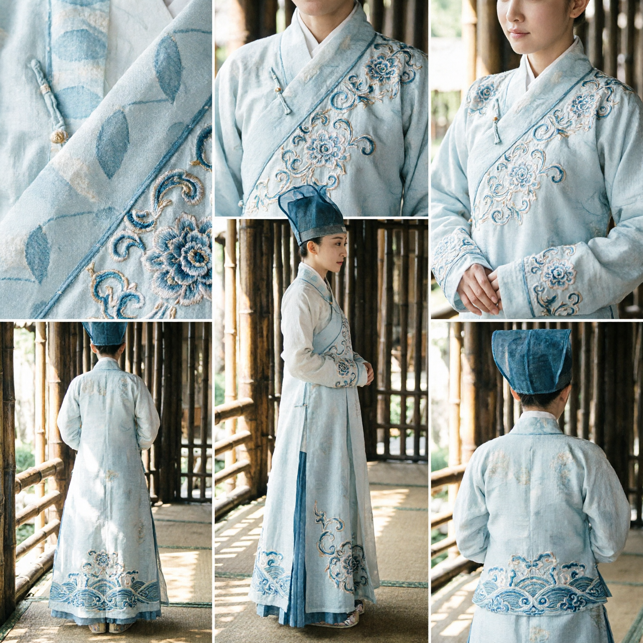 Traditional Chinese Hanfu Costume Ten Miles of Peach Blossoms Si Yin White Scholar Robe for Women - Asian Costume