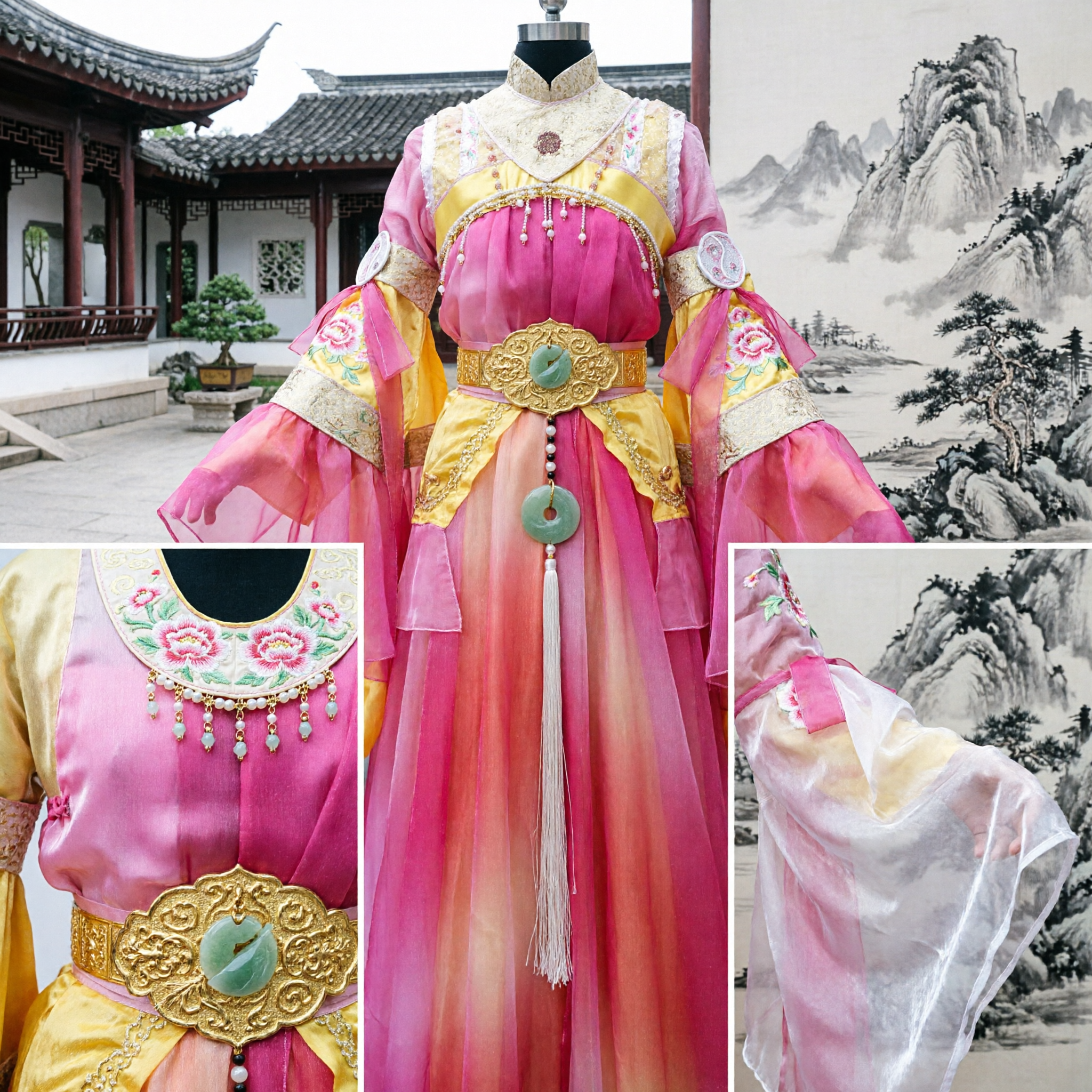 Women's Ancient Chinese Pink Hanfu Costume Traditional Fairy Princess Dress for Cosplay and Stage Performance - Asian Costume