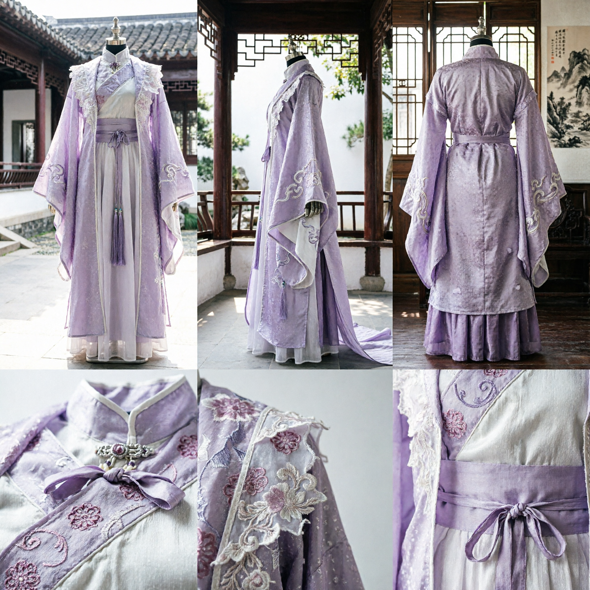 Elegant White and Purple Hanfu Traditional Chinese Ancient Costume for Cosplay Wedding Stage Performance and Photography - Asian Costume