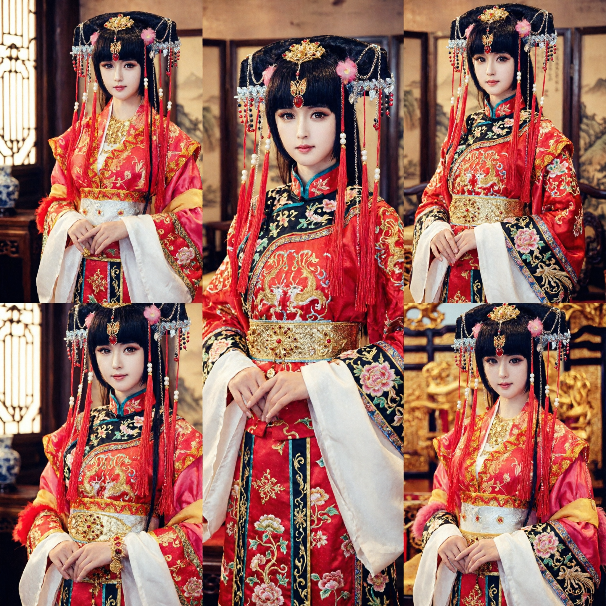 Traditional Chinese Red Hanfu Wedding Dress Tang Dynasty Ancient Princess Costume for Women Cosplay Performance - Asian Costume