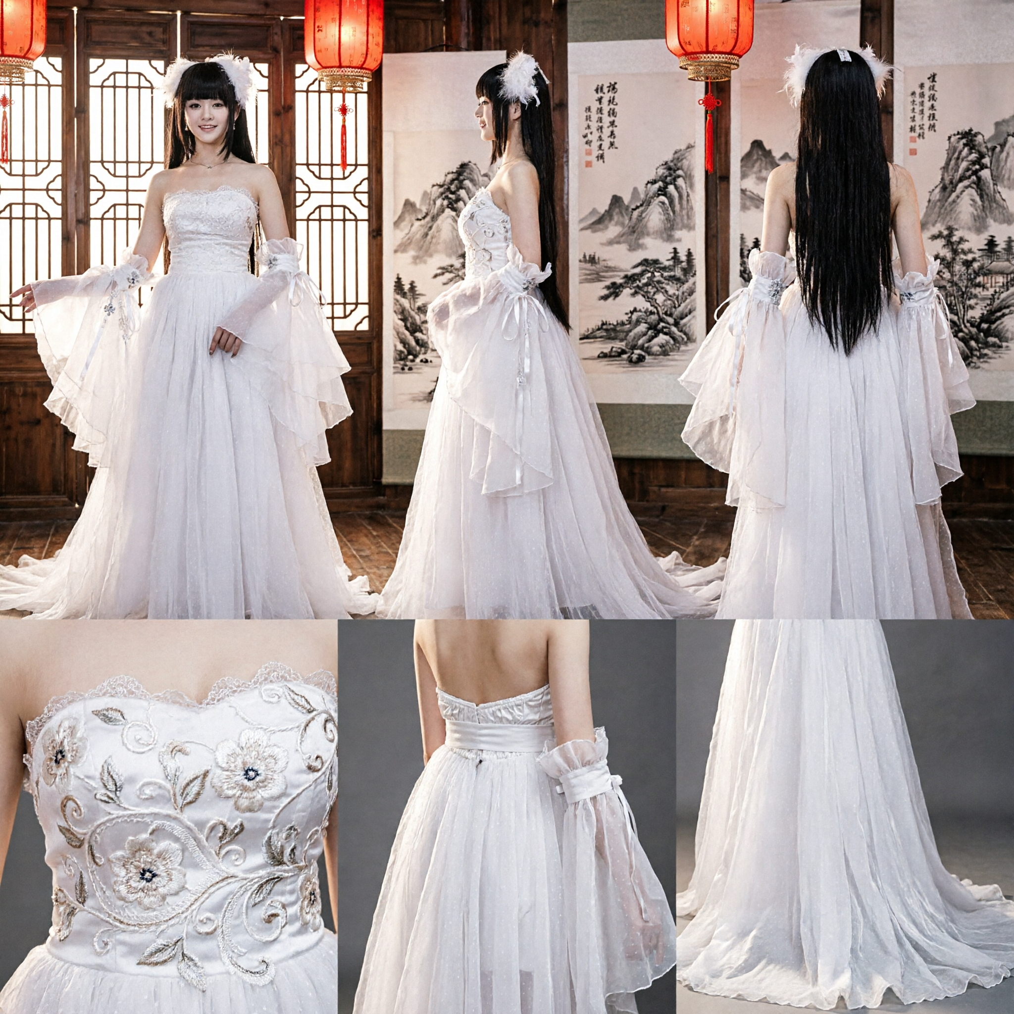 Elegant White Chinese Classical Dance Costume Fairy Dress Traditional Stage Performance Outfit for Women - Asian Costume