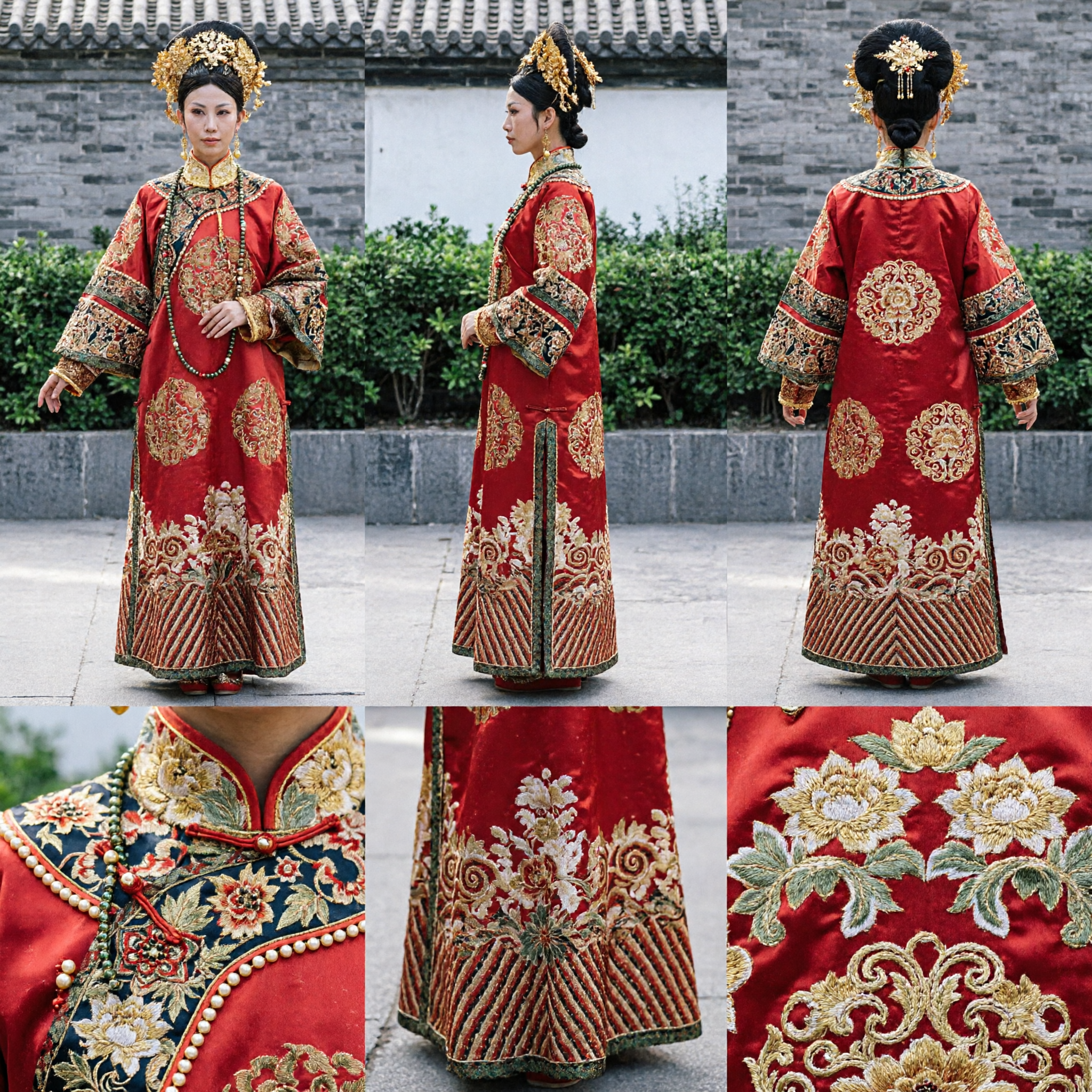 Traditional Chinese Qing Dynasty Empress Costume Red Ancient Manchu Robe Women Cosplay Stage Performance Dress - Asian Costume
