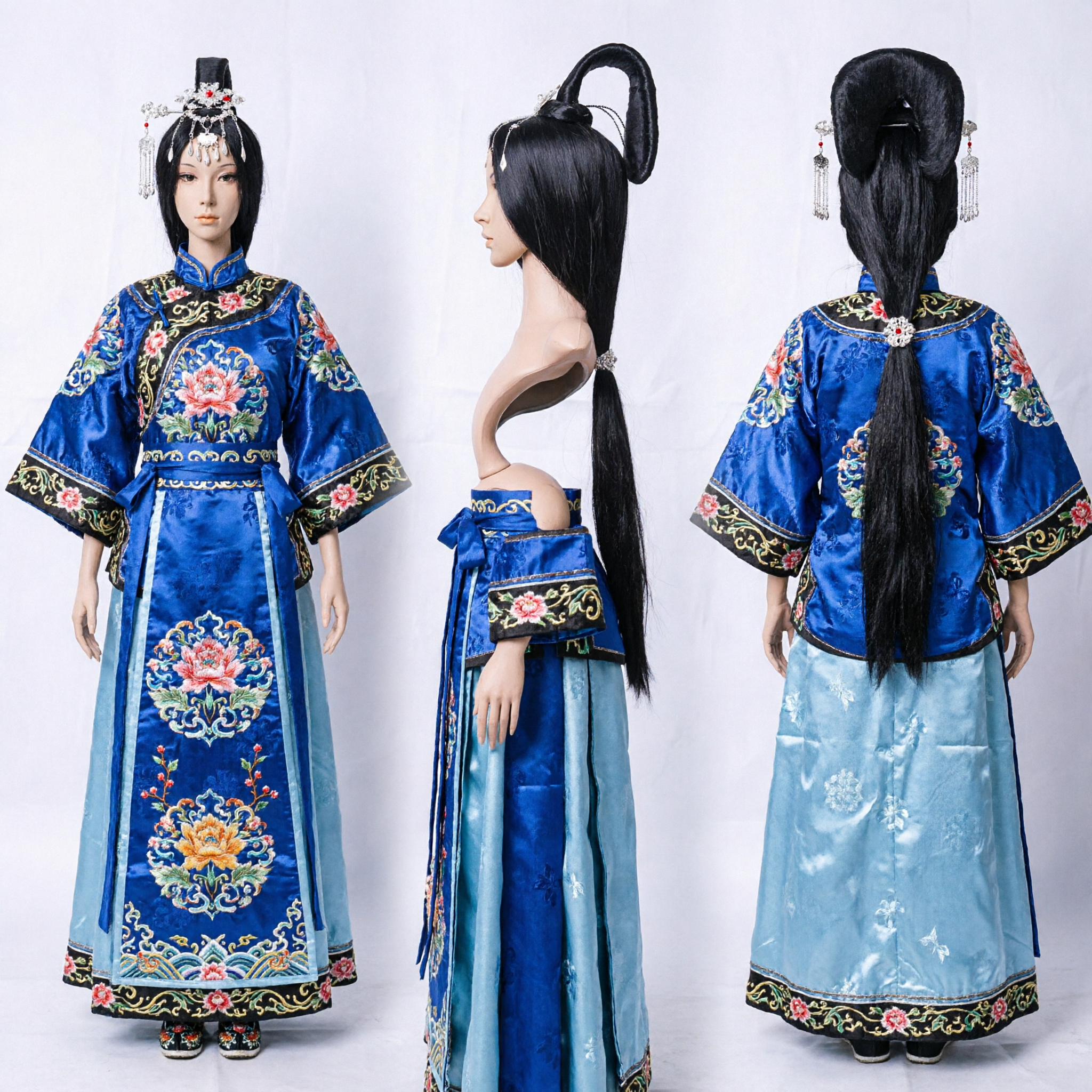 Traditional Chinese Ancient Princess Wig Black Long Hair Hanfu Costume Hairpiece for Women Cosplay - Asian Costume