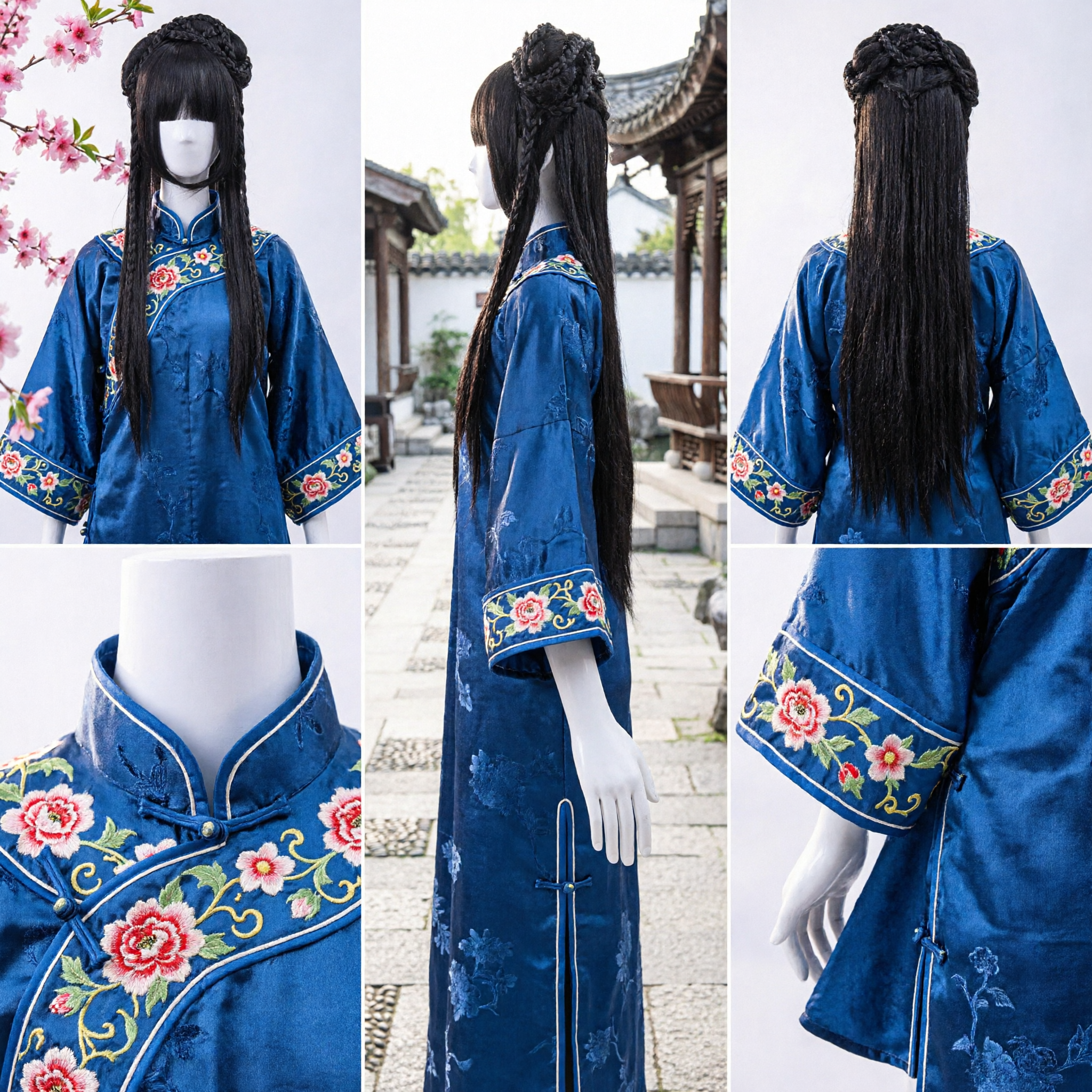 Ancient Chinese Princess Black Wig Traditional Braided Hairpiece for Women Hanfu Cosplay Costume Performance - Asian Costume