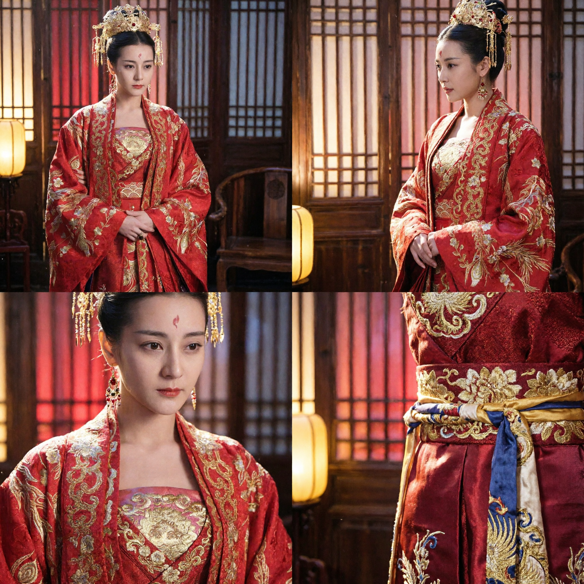 Chinese Traditional Hanfu Ancient Princess Costume Red Wedding Dress Gold Embroidery Tang Dynasty Style for Women Cosplay - Asian Costume