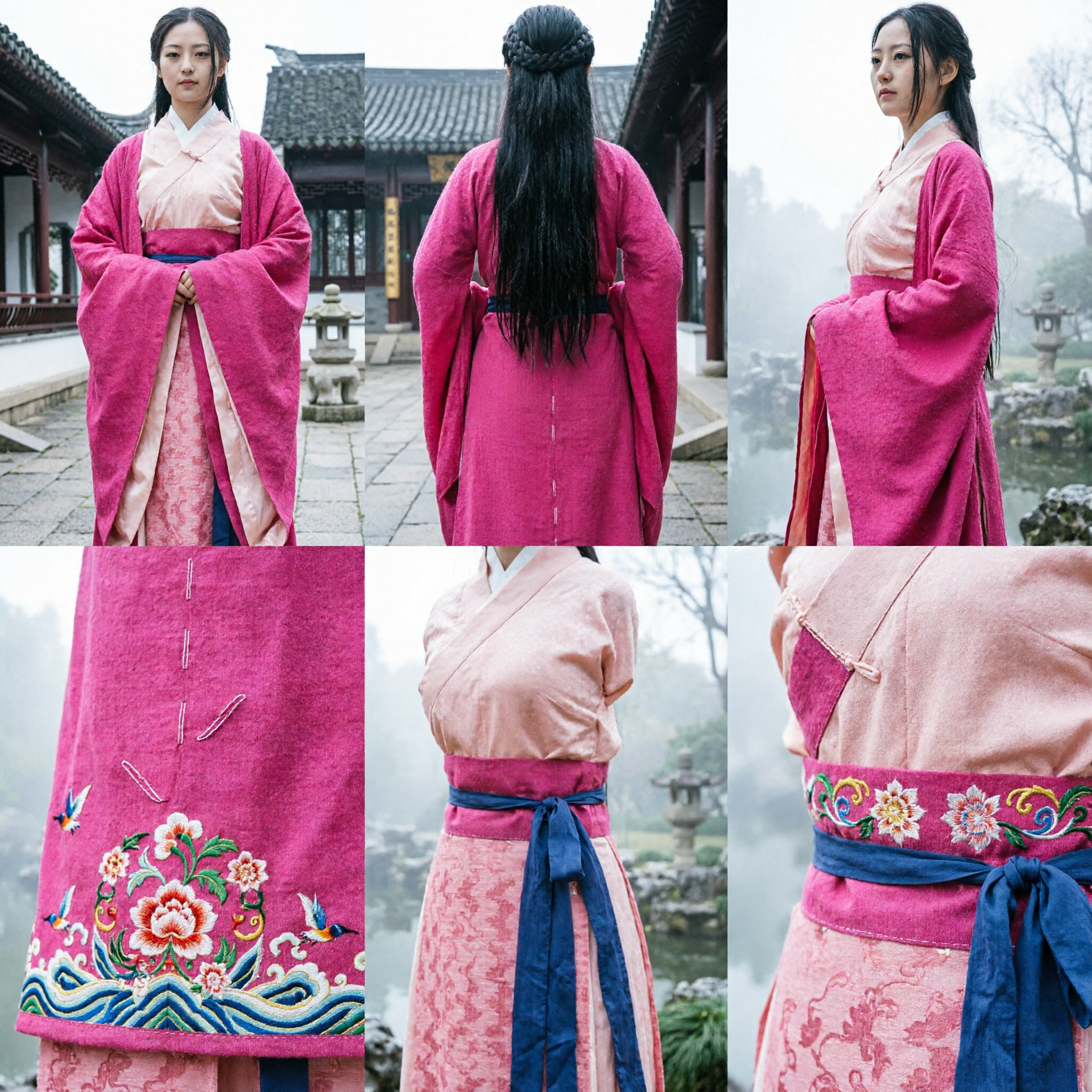 Traditional Chinese Hanfu Costume Ancient Pink Wide Sleeve Robe for Women Cosplay Historical Drama - Asian Costume