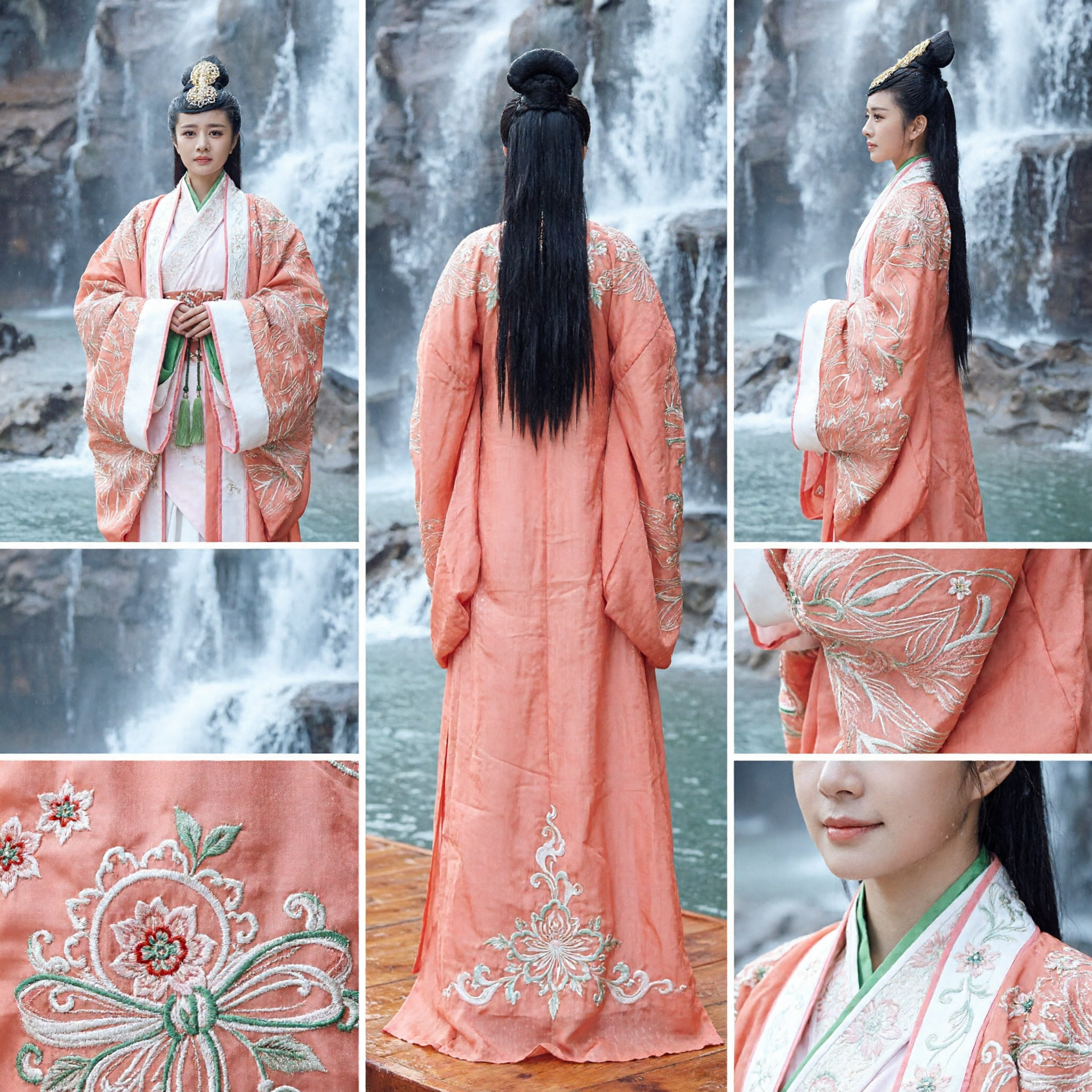Women's Traditional Chinese Hanfu Ancient Palace Lady Costume Peach Embroidered Robe for Cosplay Photography - Asian Costume